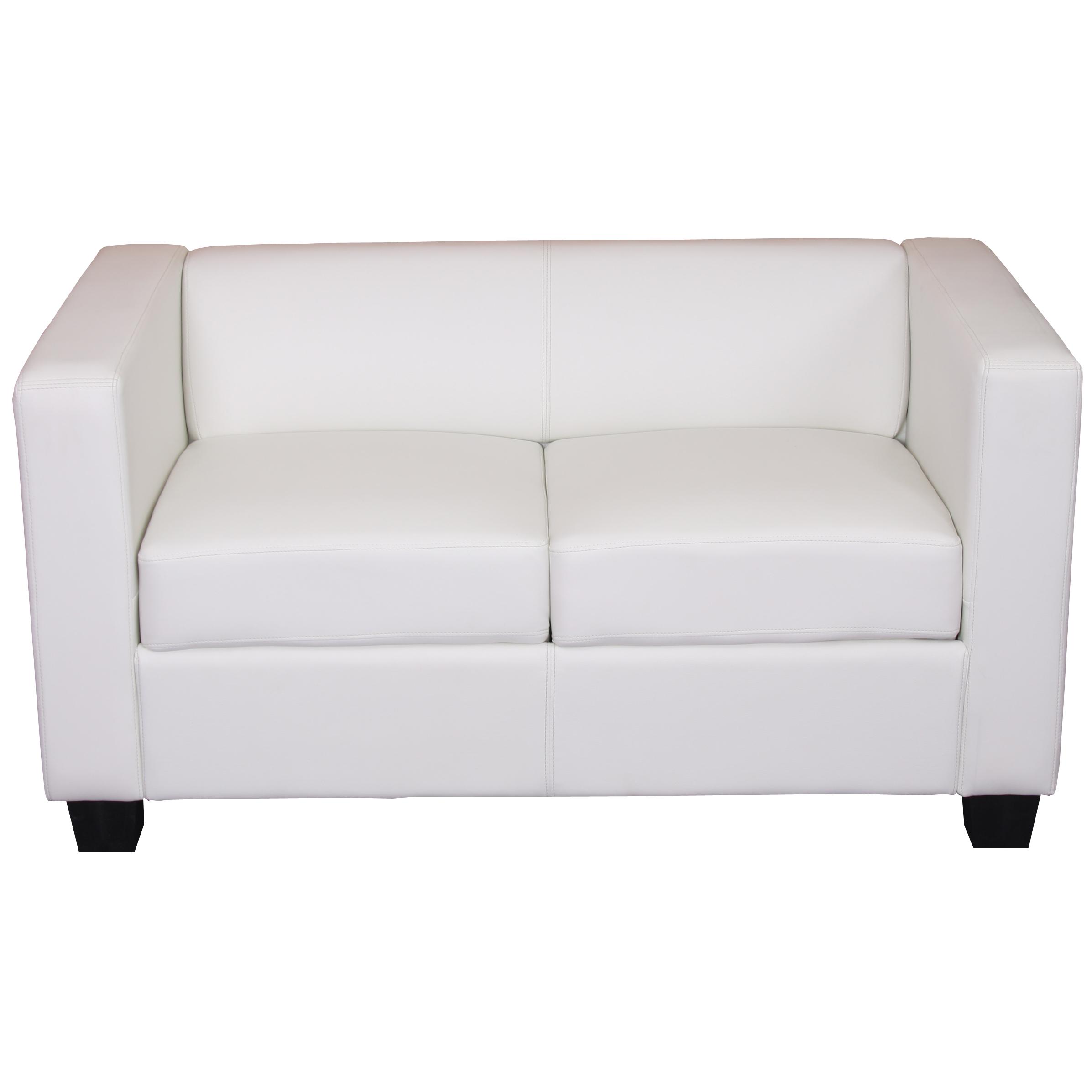 Sessel BASEL, Zweisitzer, elegantes Design, großer Komfort, Leder, Farbe Weiß