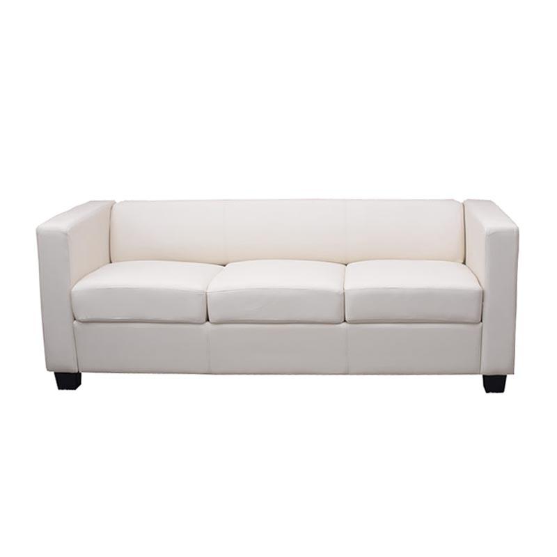 Sessel BASEL, Dreisitzer, elegantes Design, großer Komfort, Kunstleder, Farbe Weiß