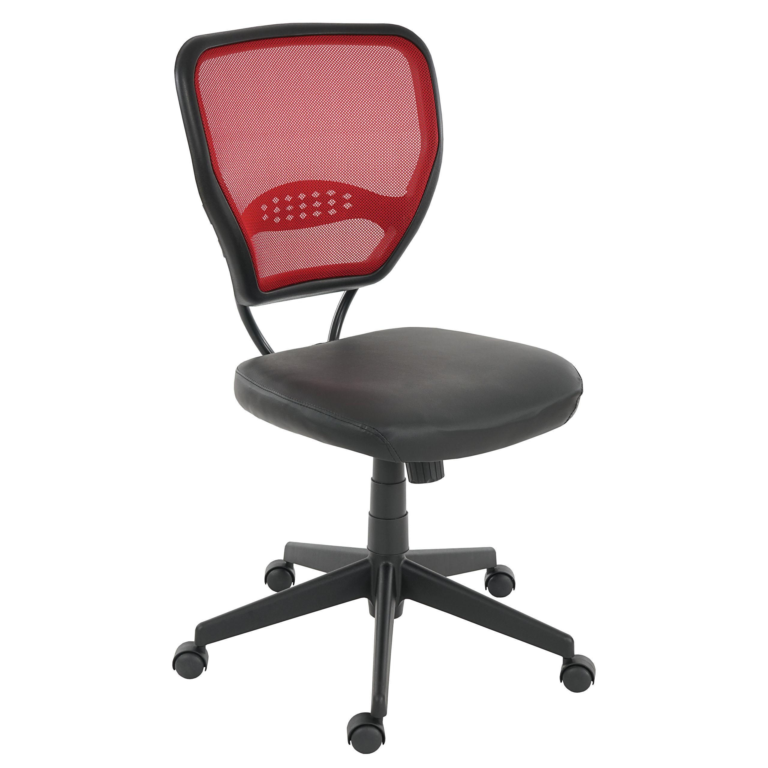 XXL-Bürostuhl TENOYA LEDER OHNE ARMLEHNEN, bequeme Sitzpolsterung, Rückenlehne mit Netzbezug, Farbe Rot