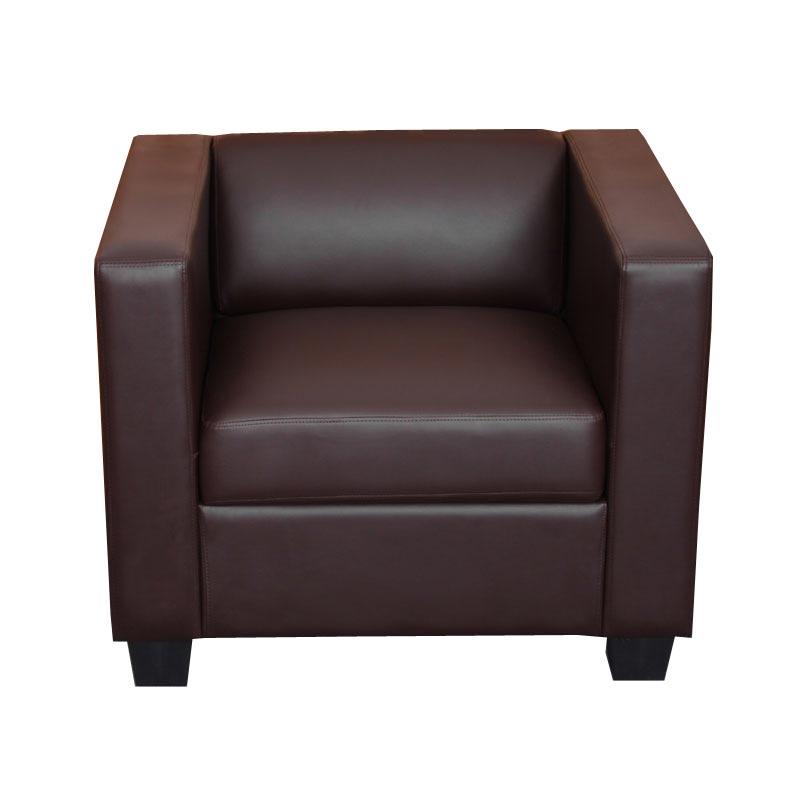 Sessel BASEL, 1 Sitzer, Elegantes Design, großer Komfort, Naturleder, Farbe Kaffeebraun