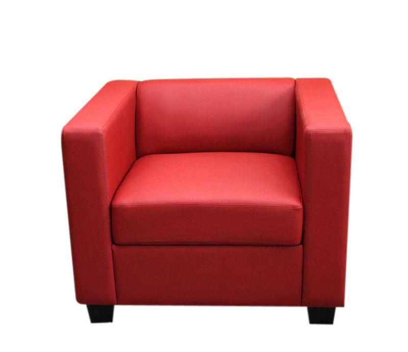 Sessel BASEL, 1 Sitzer, Elegantes Design, großer Komfort, Naturleder, Farbe Rot
