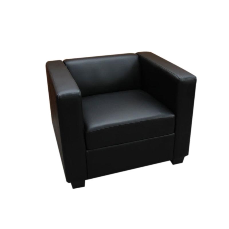 Sessel BASEL, Einsitzer, Elegantes Design, großer Komfort, Spaltleder, Farbe Schwarz