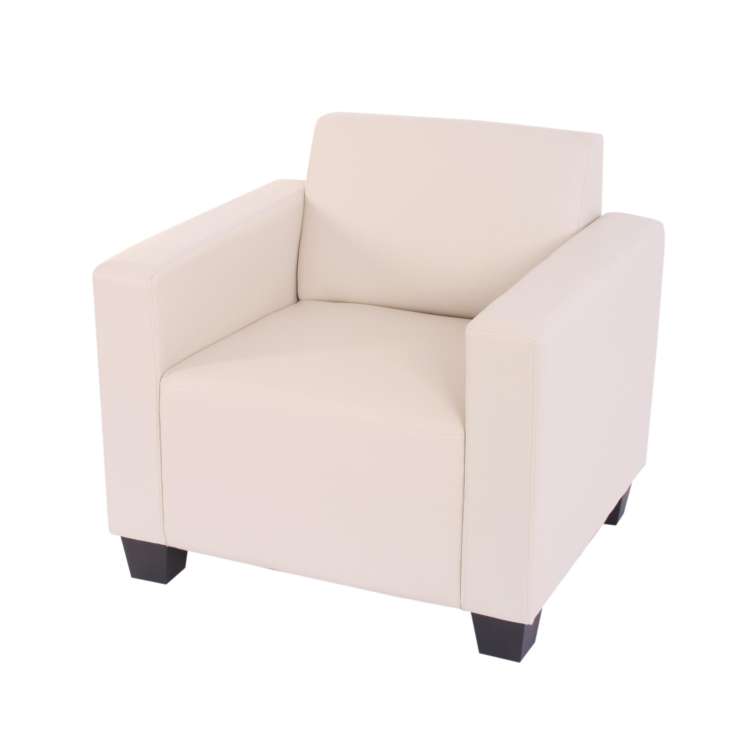 Sessel LYON, elegantes Design, sehr bequem, Leder, Farbe Cremeweiß