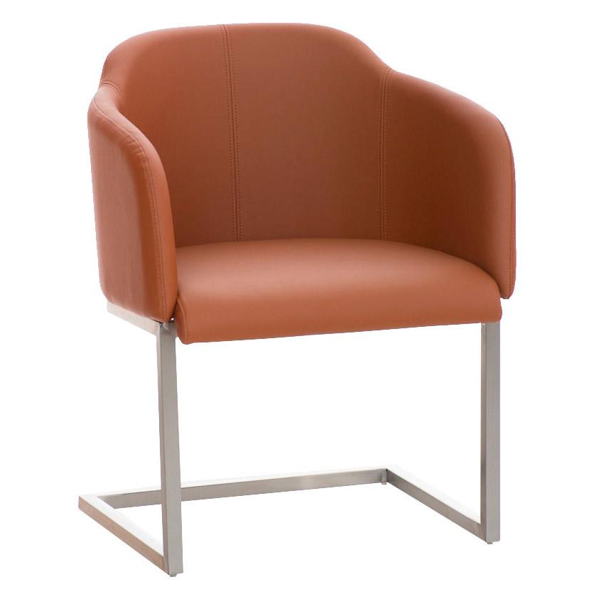 Designer-Sessel TOKIO LEDER, Stahlgestell, bequeme Sitzpolsterung, Farbe Hellbraun