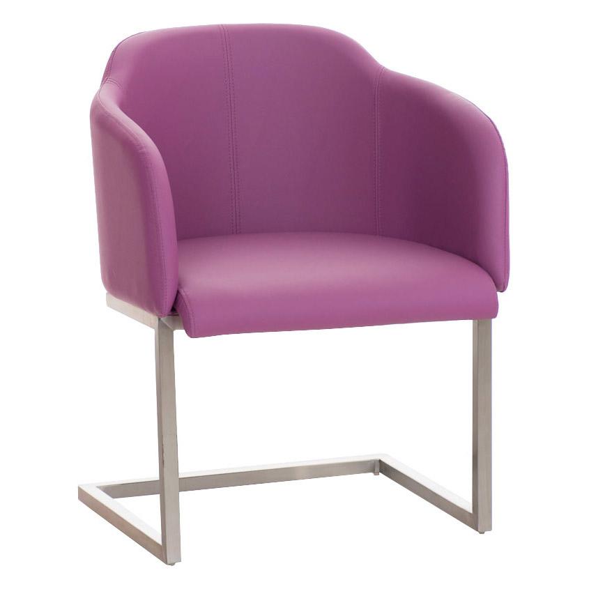 Designer-Sessel TOKIO LEDER, Stahlgestell, bequeme Sitzpolsterung, Farbe Lila