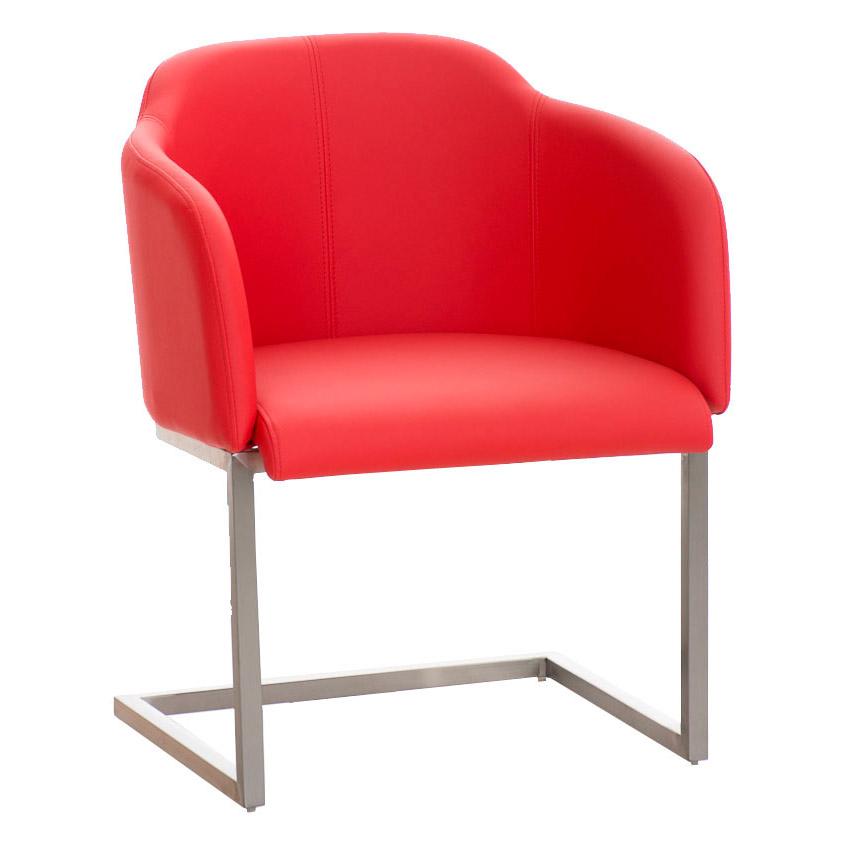 Designer-Sessel TOKIO LEDER, Stahlgestell, bequeme Sitzpolsterung, Farbe Rot