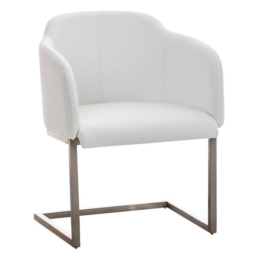 Designer-Sessel TOKIO LEDER, Stahlgestell, bequeme Sitzpolsterung, Farbe Weiß