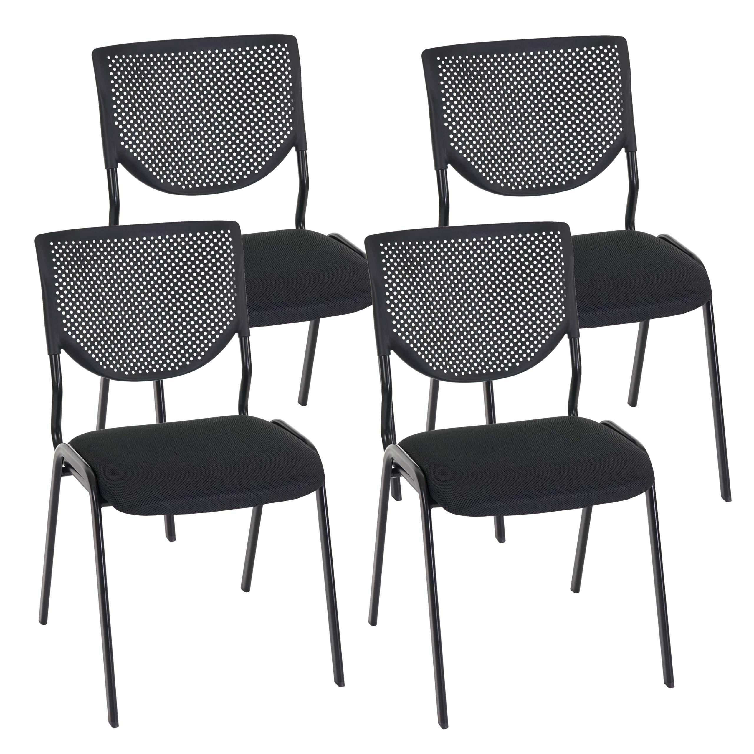 Im 4er-Set: Konferenzstuhl NAPOLI, vielseitig und bequem, Metallgestell, schwarze Stuhlbeine, Farbe Schwarz