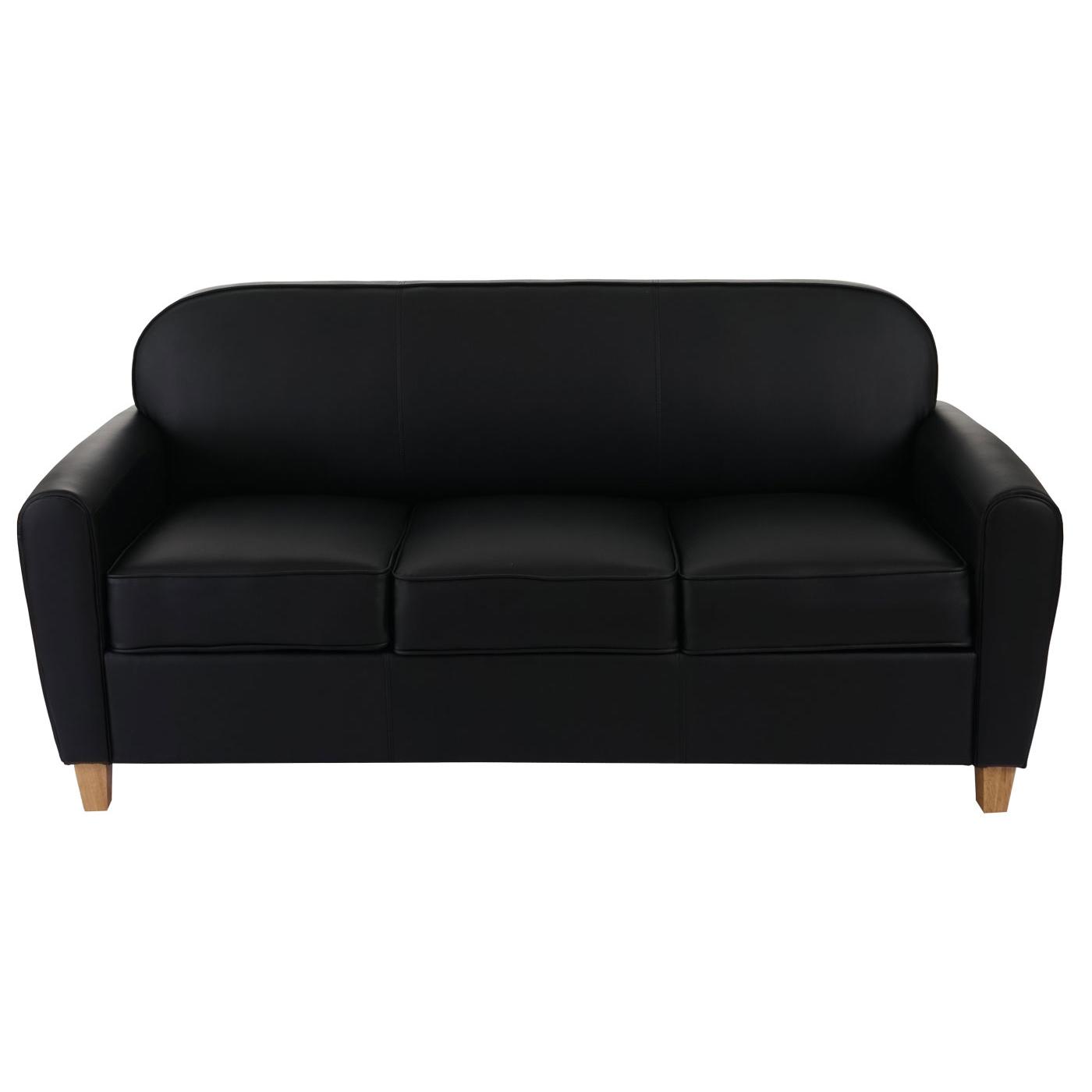 Sofa ARTIS, Dreisitzer. Elegantes Design, bequem und vielseitig, Lederbezug, Farbe Schwarz