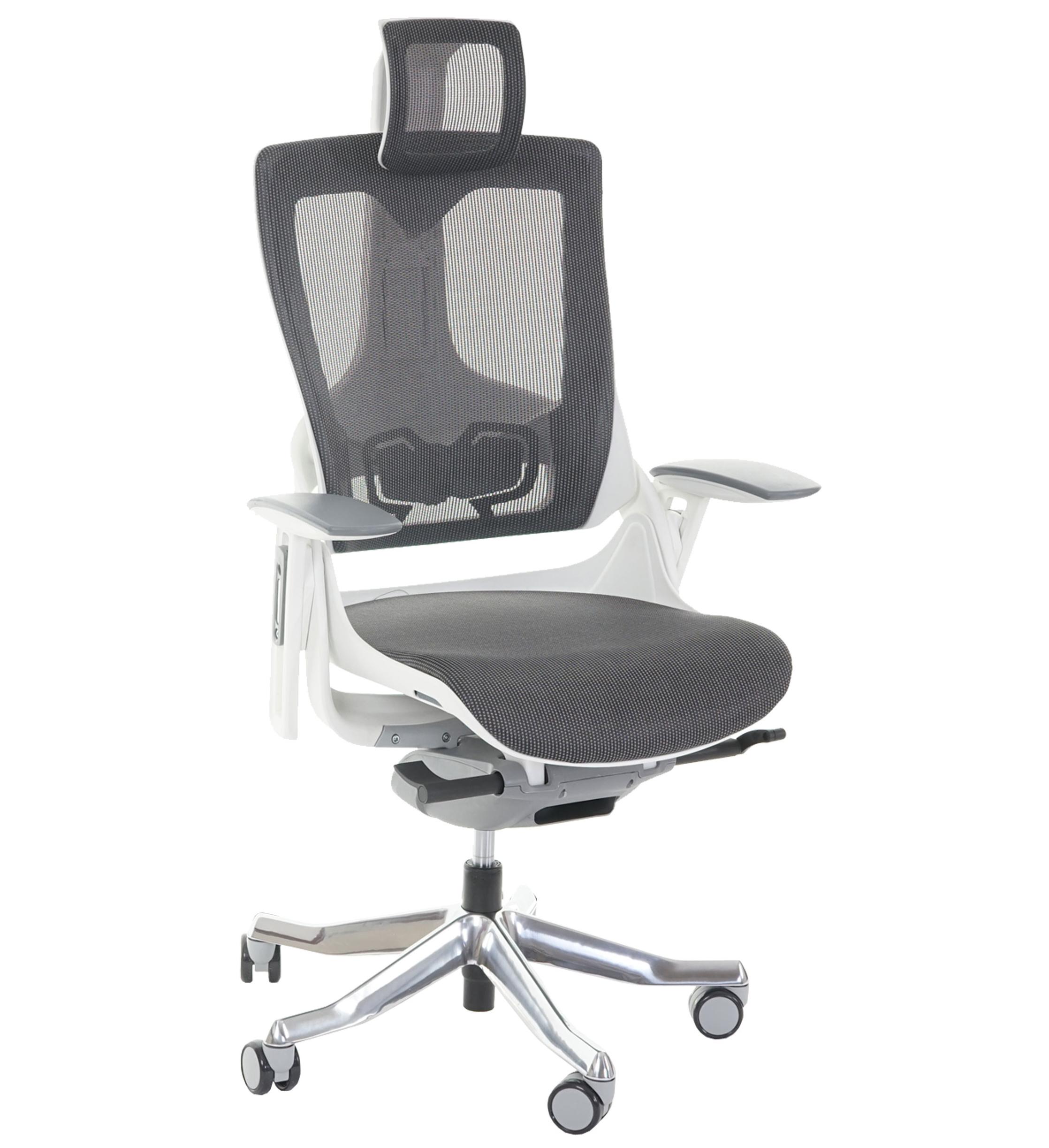 Ergonomischer Bürostuhl NIL, vielseitig verstellbar, hohe Qualität, für die 8h-Nutzung, Farbe Weiß / Grau