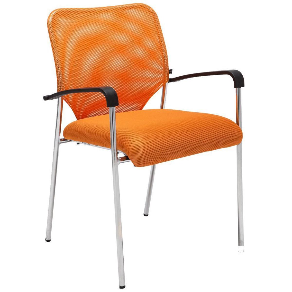 Konferenzstuhl JAMAIKA, robust und sehr bequem, atmungsaktiver Netzstoff, Farbe Orange