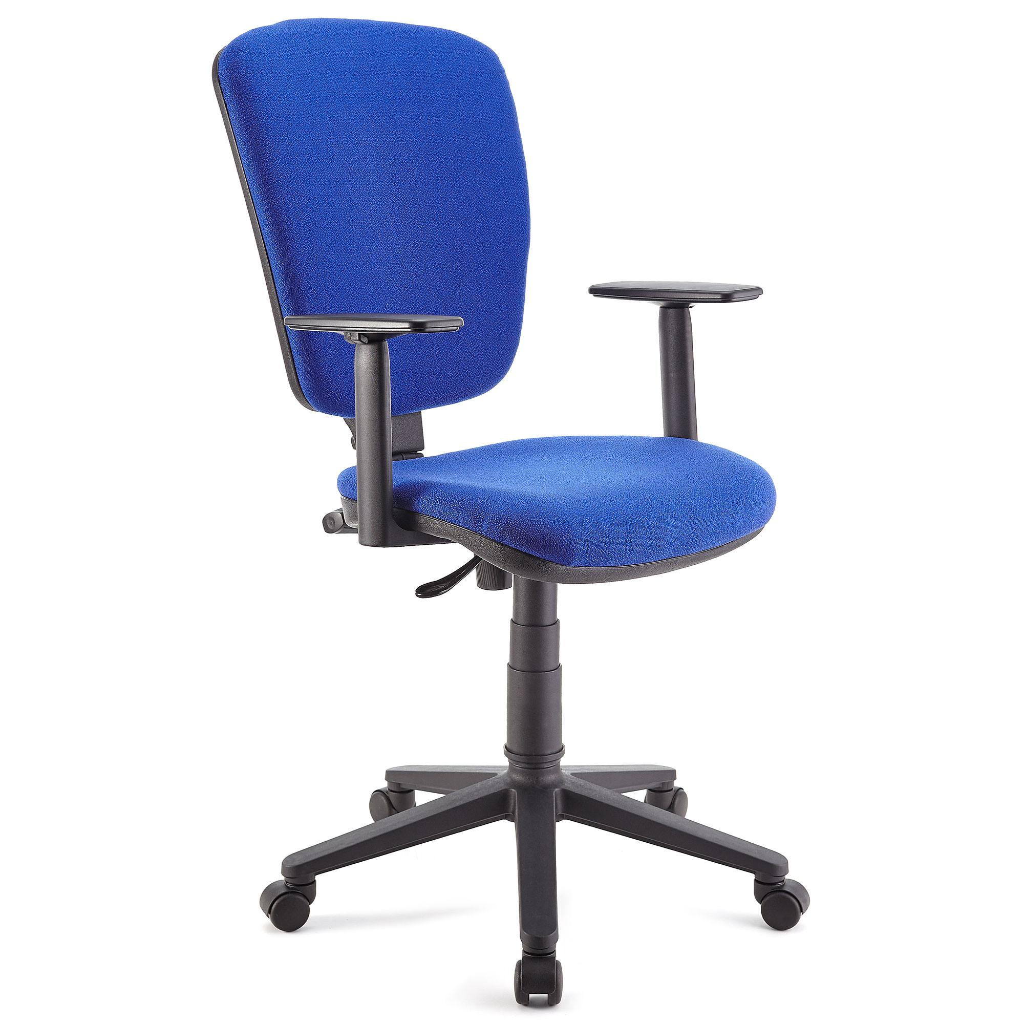 Bürostuhl KALIPSO PLUS, verstellbare Rücken- und Armlehnen, robust, Stoffbezug, Farbe Blau