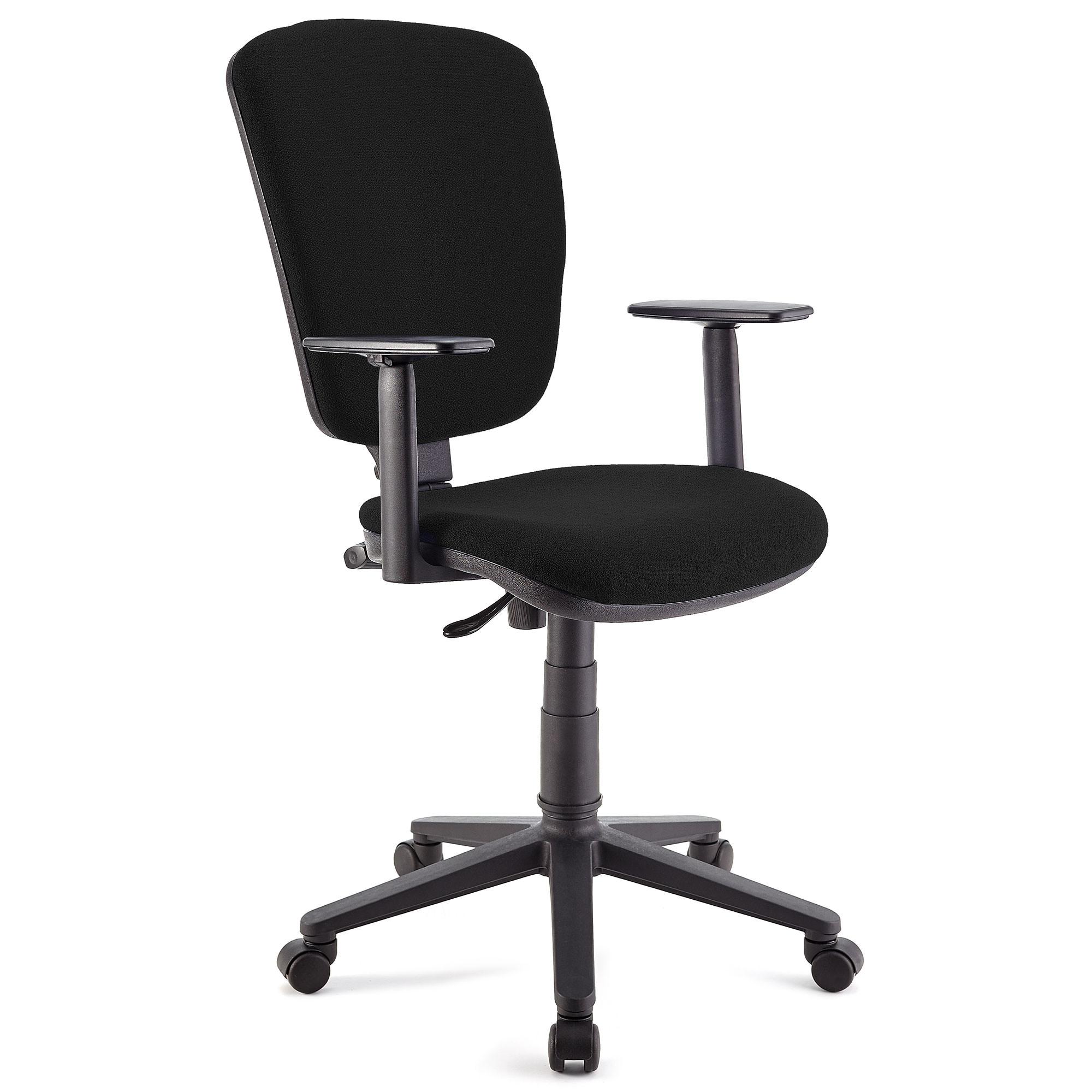 Bürostuhl KALIPSO PLUS, verstellbare Rücken- und Armlehnen, robust, Stoffbezug, Farbe Schwarz