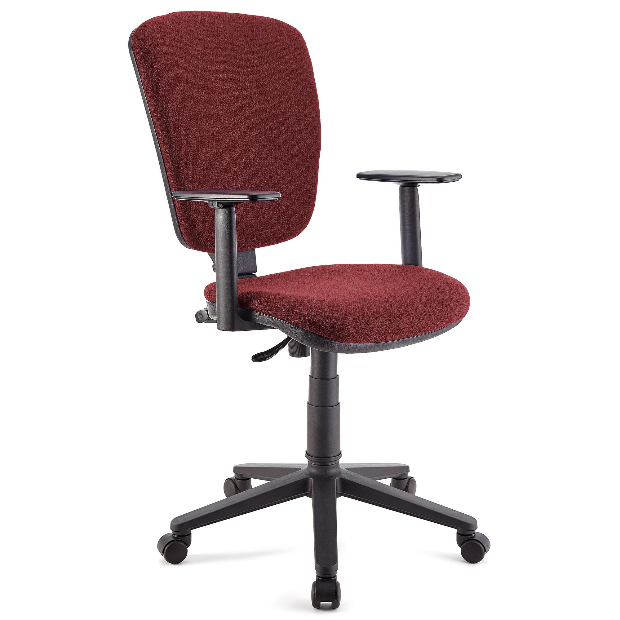 Bürostuhl KALIPSO PLUS, verstellbare Rücken- und Armlehnen, robust, Stoffbezug, Farbe Burgund