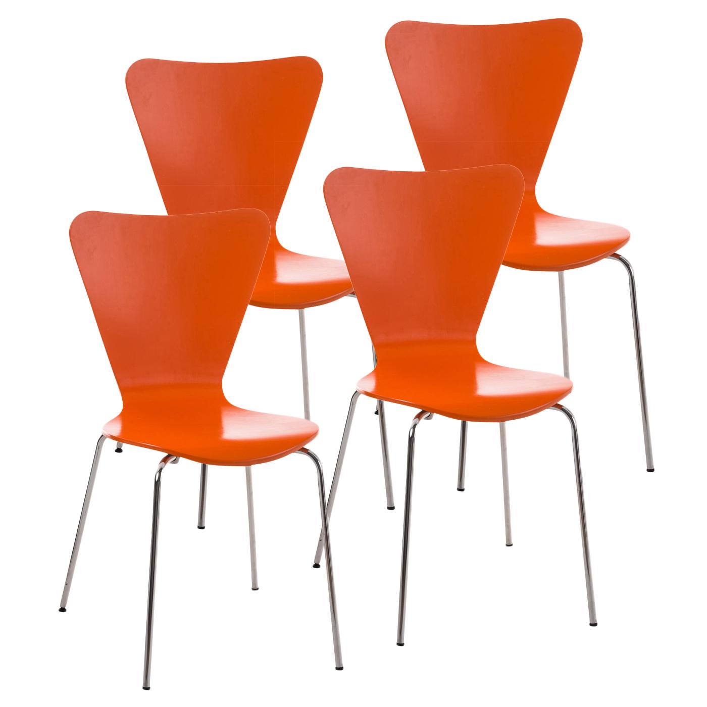 Im 4er-Set: Besucherstuhl HERCULES, Metallgestell, stapelbar, Farbe Orange