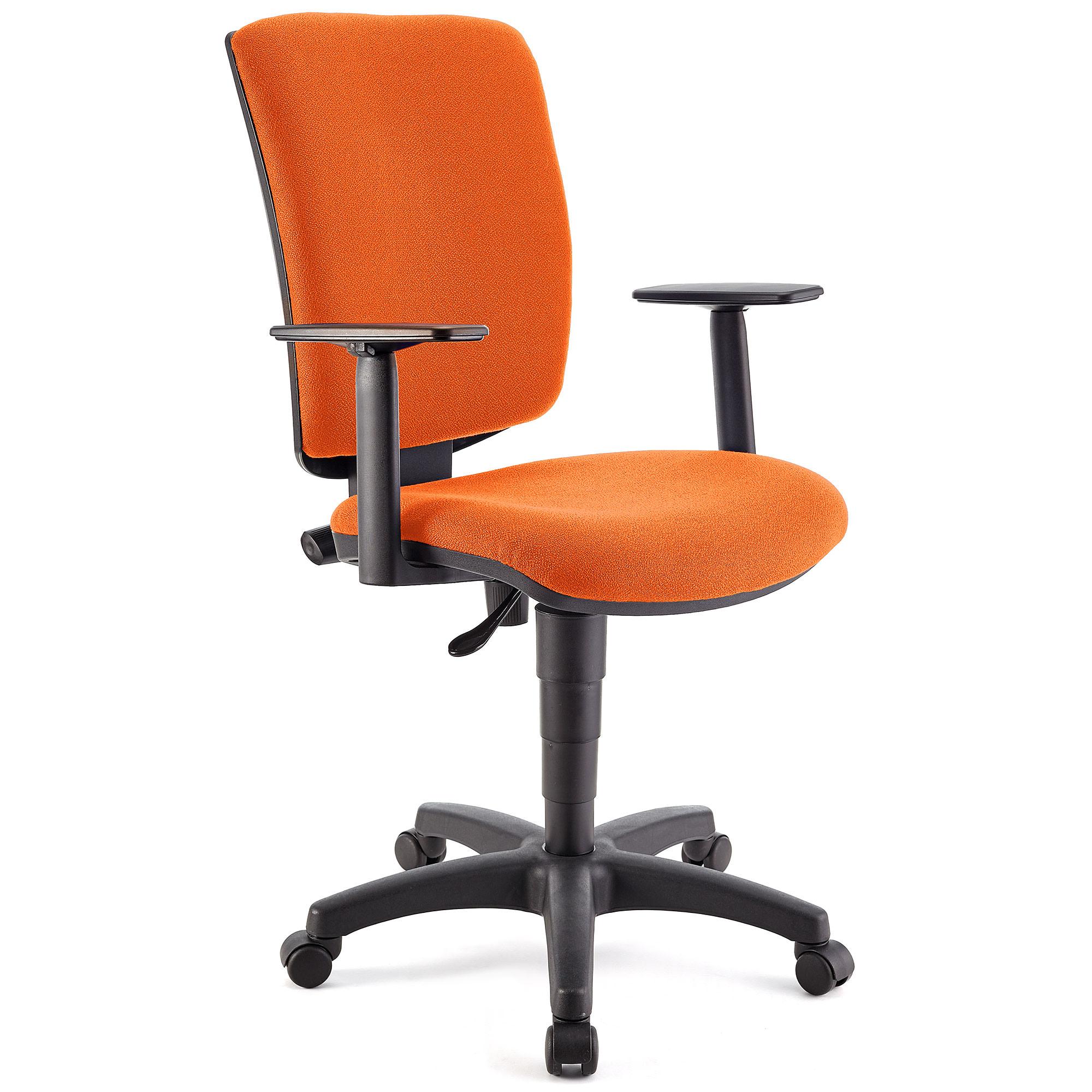 Bürostuhl ATLAS PLUS STOFF, verstellbare Rücken- und Armlehnen, dicke Polsterung, Farbe Orange