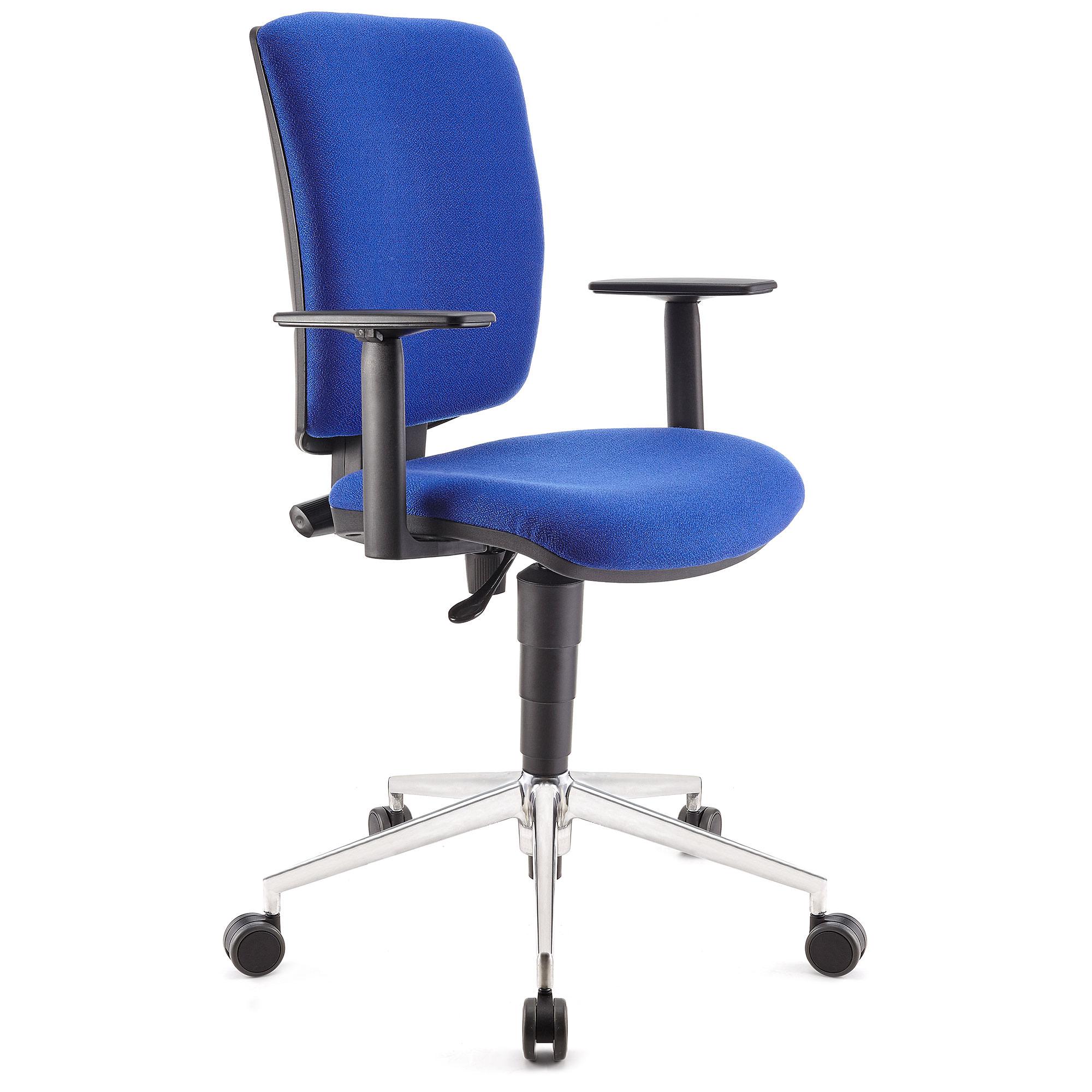 Bürostuhl ATLAS PRO STOFF, verstellbare Rücken- und Armlehnen, Metallfußkreuz, Farbe Blau