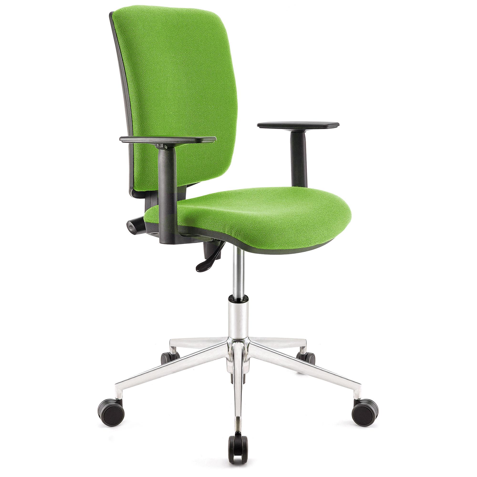 Bürostuhl ATLAS PRO STOFF, verstellbare Rücken- und Armlehnen, Metallfußkreuz, Farbe Limettengrün