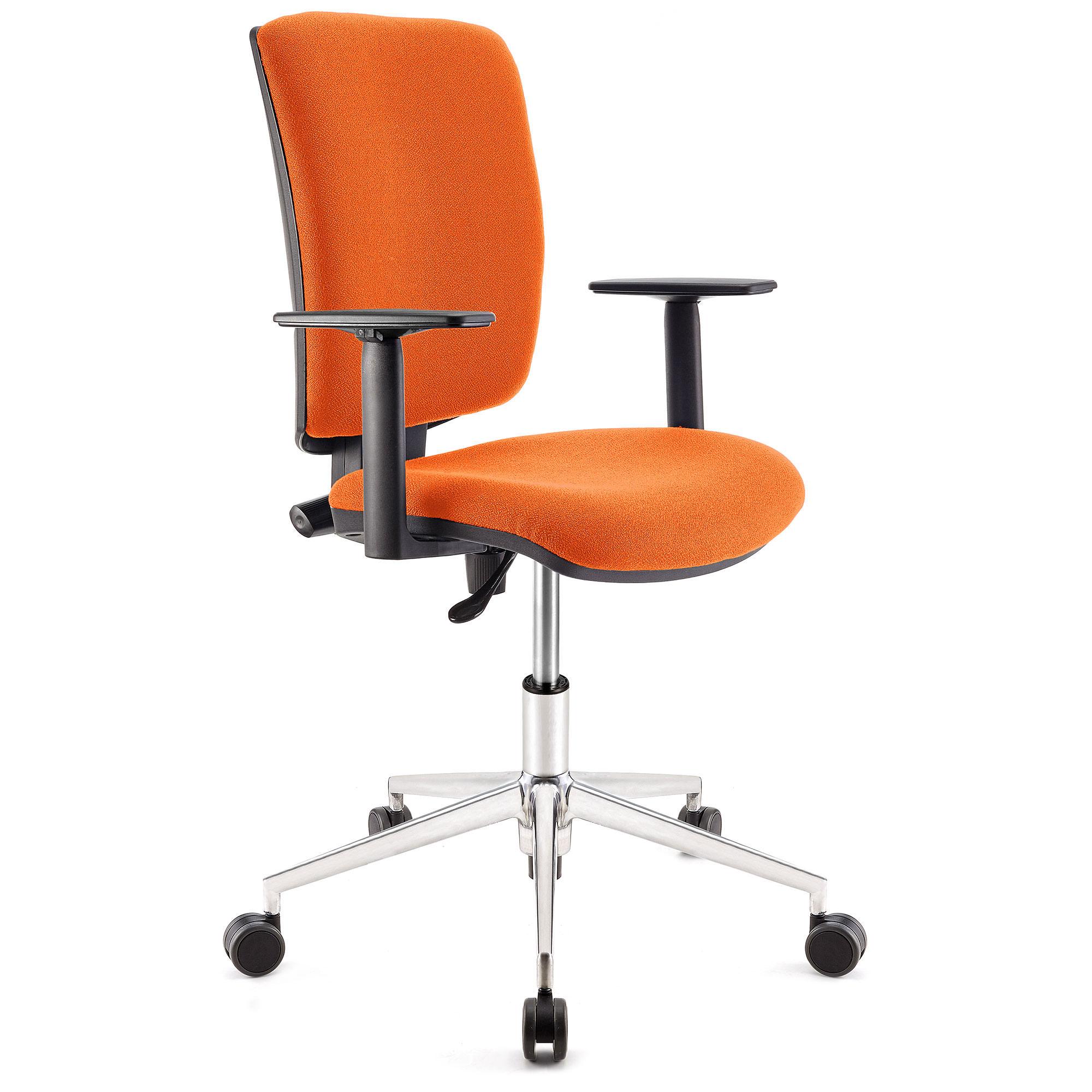 Bürostuhl ATLAS PRO STOFF, verstellbare Rücken- und Armlehnen, Metallfußkreuz, Farbe Orange