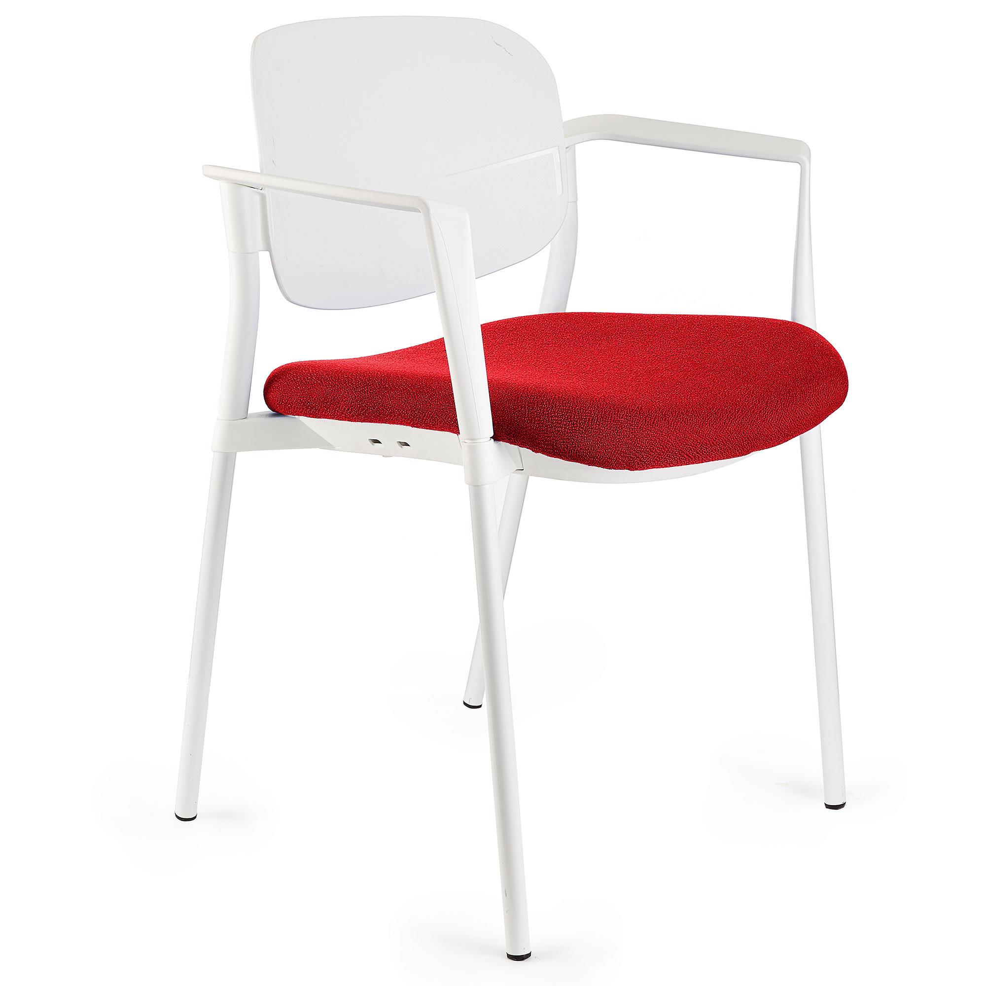 Konferenzstuhl ERIC, bequem und praktisch, stapelbar, Farbe Rot