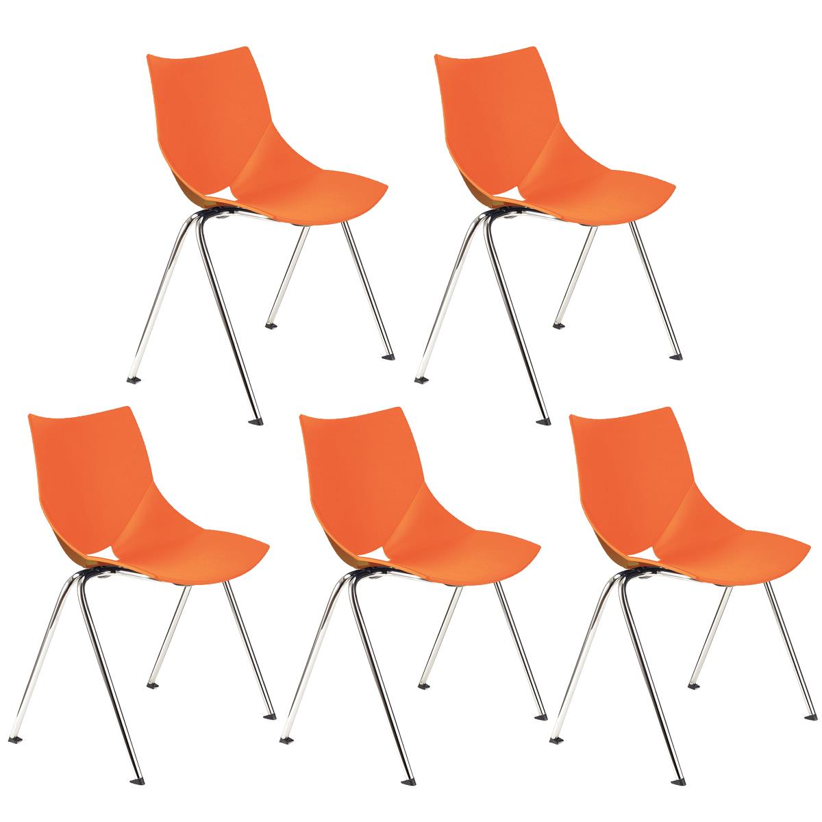 Im 5er-Set: Besucherstuhl AMIR, bequem und praktisch, stapelbar, Farbe Orange