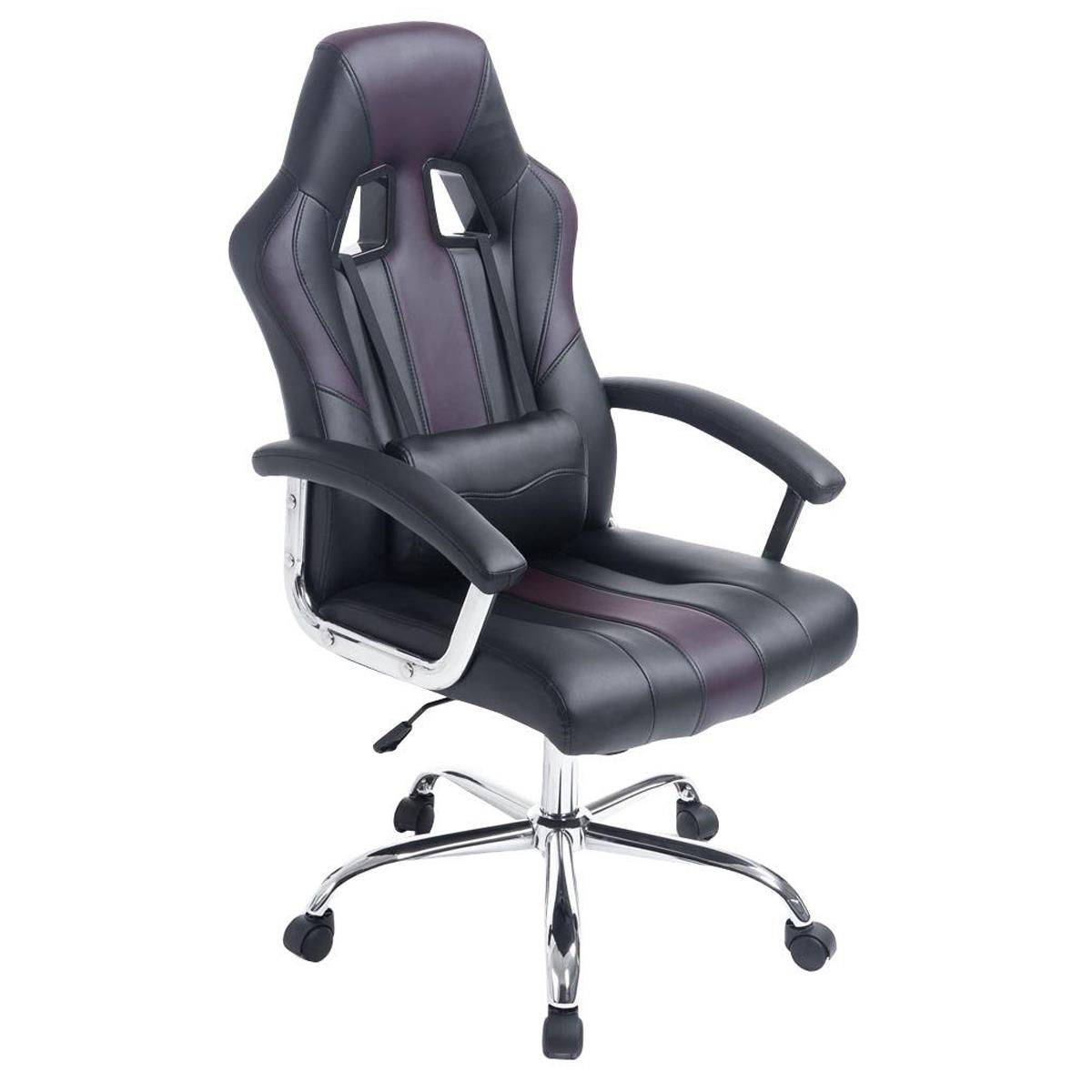 Gaming-Stuhl INDOS, sportliches Design, hoher Komfort, Metallfußkreuz, Lederbezug, Farbe Schwarz / Braun