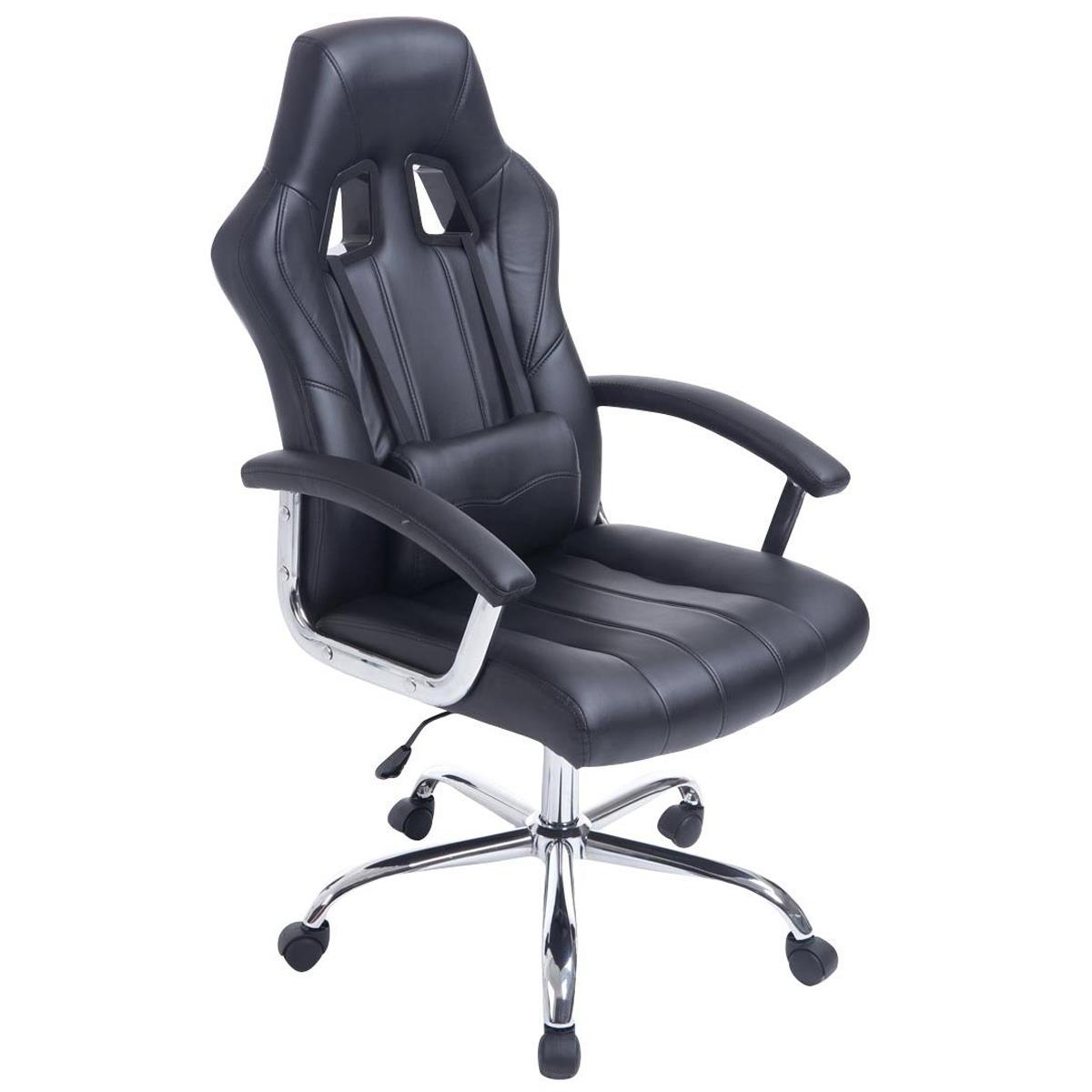 Gaming-Stuhl INDOS, sportliches Design, hoher Komfort, Metallfußkreuz, Lederbezug, Farbe Schwarz