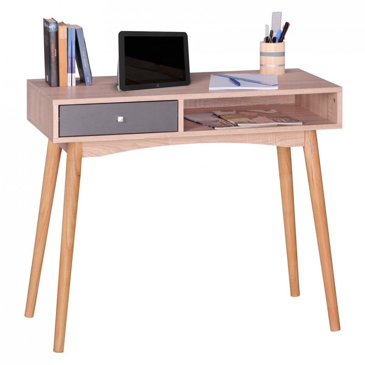 Computertisch MEGAN, Skandinavisches Design, Abmessungen 90x45x78 cm, Holz, Farbe Eiche