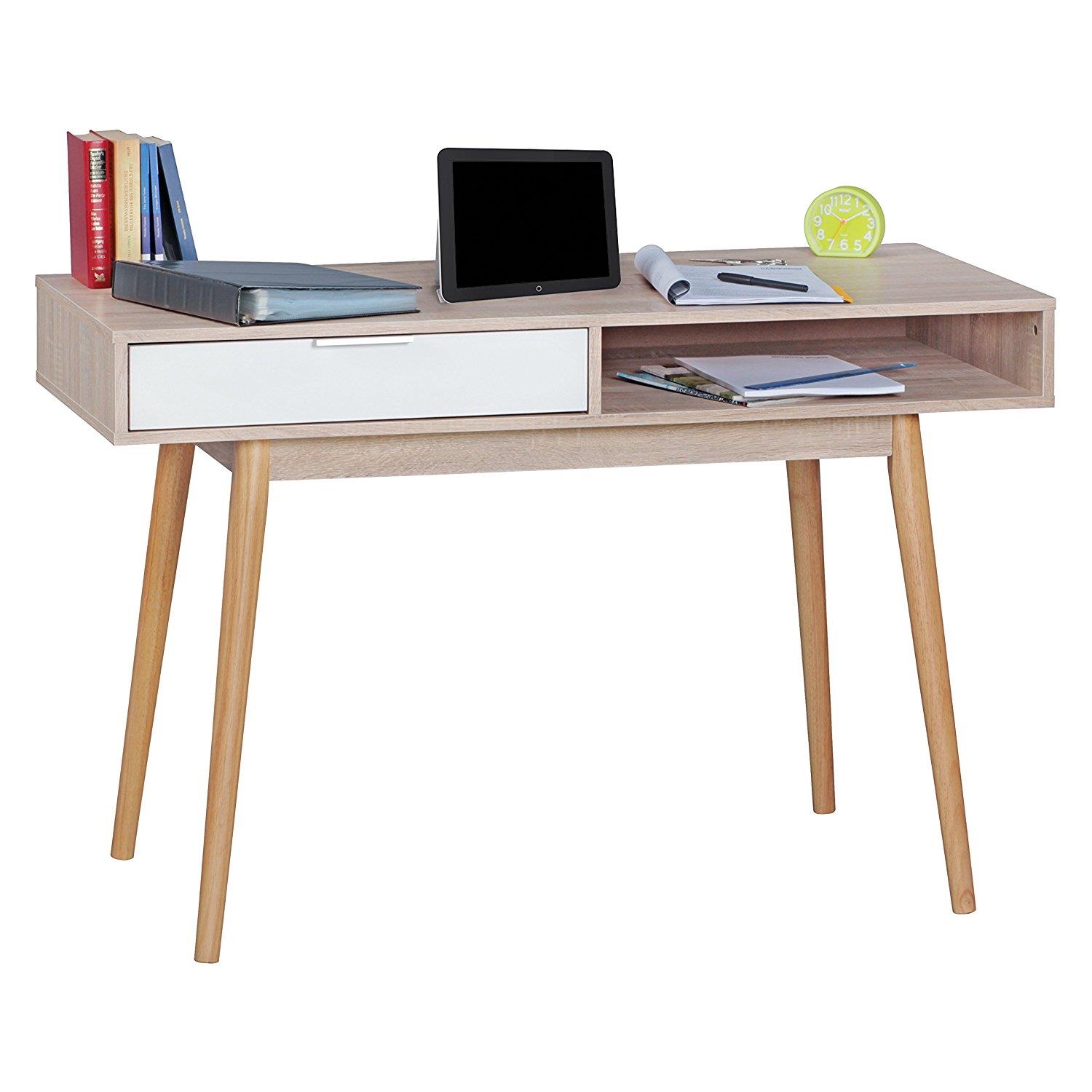 Computertisch BERRY, skandinavisches Design, Maße 120x55x79 cm, aus Eichenholz, Farbe Eiche