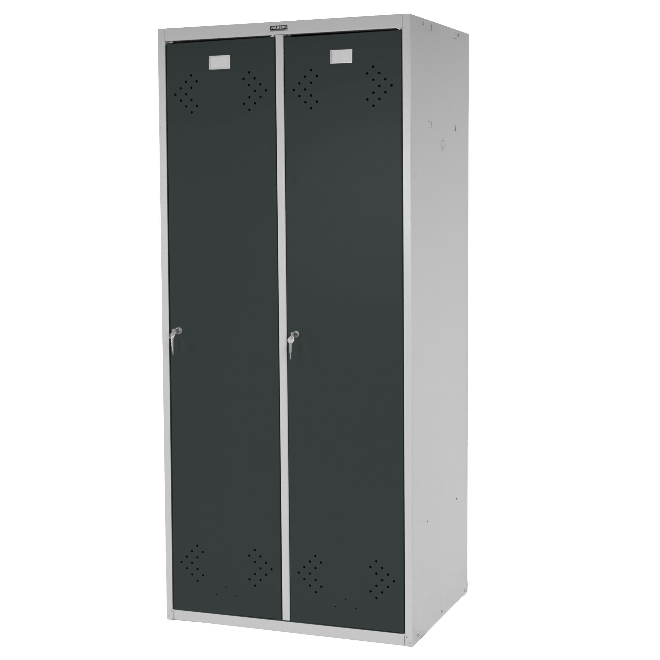 Umkleideschrank FRIDA, Kleiderspind 183x81x50 cm, 2x Tür, Robustes Stahlblech, Farbe Grau Anthrazit