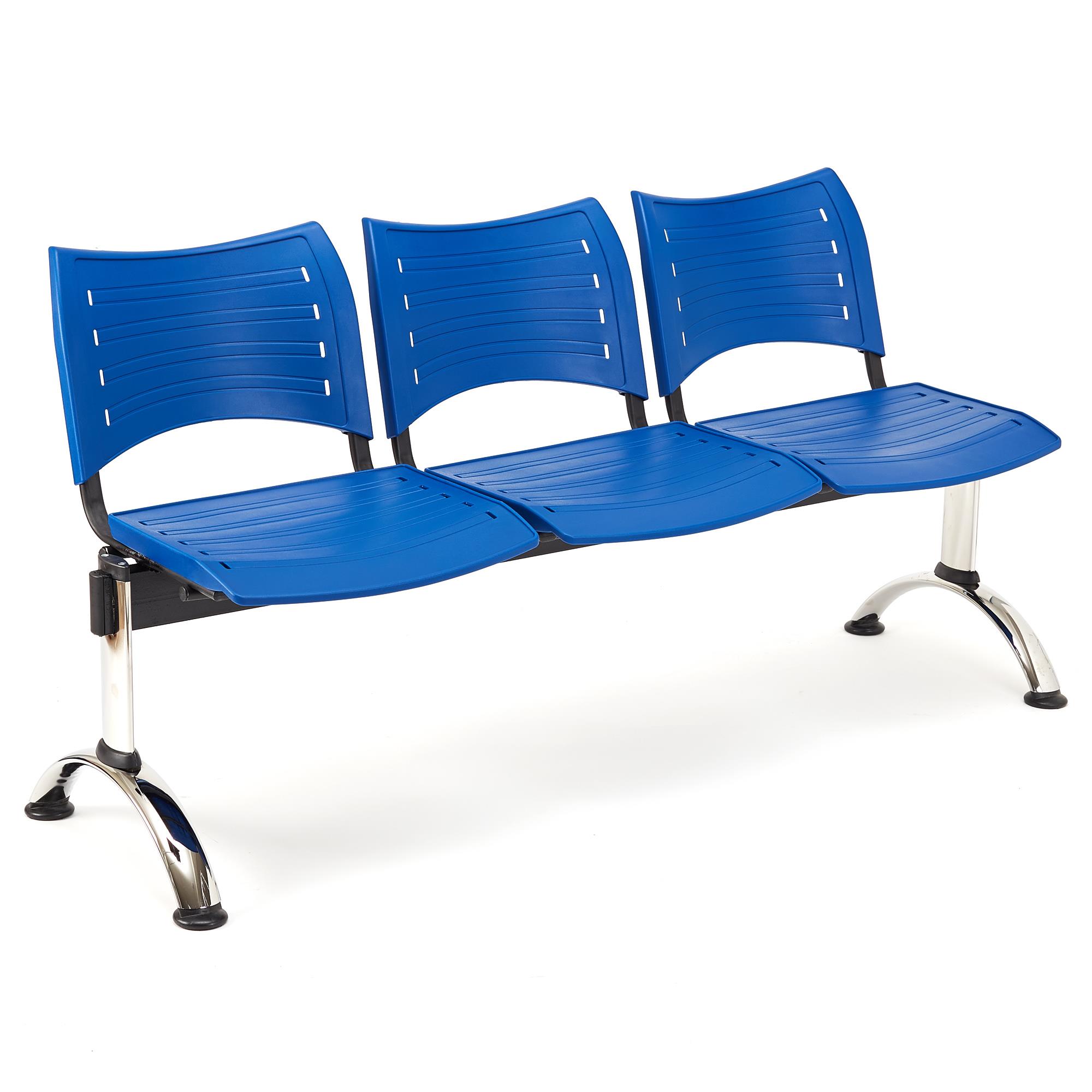 Wartebank ELVA 3-Sitzer, Metallgestell, Kunststoff, Farbe Blau