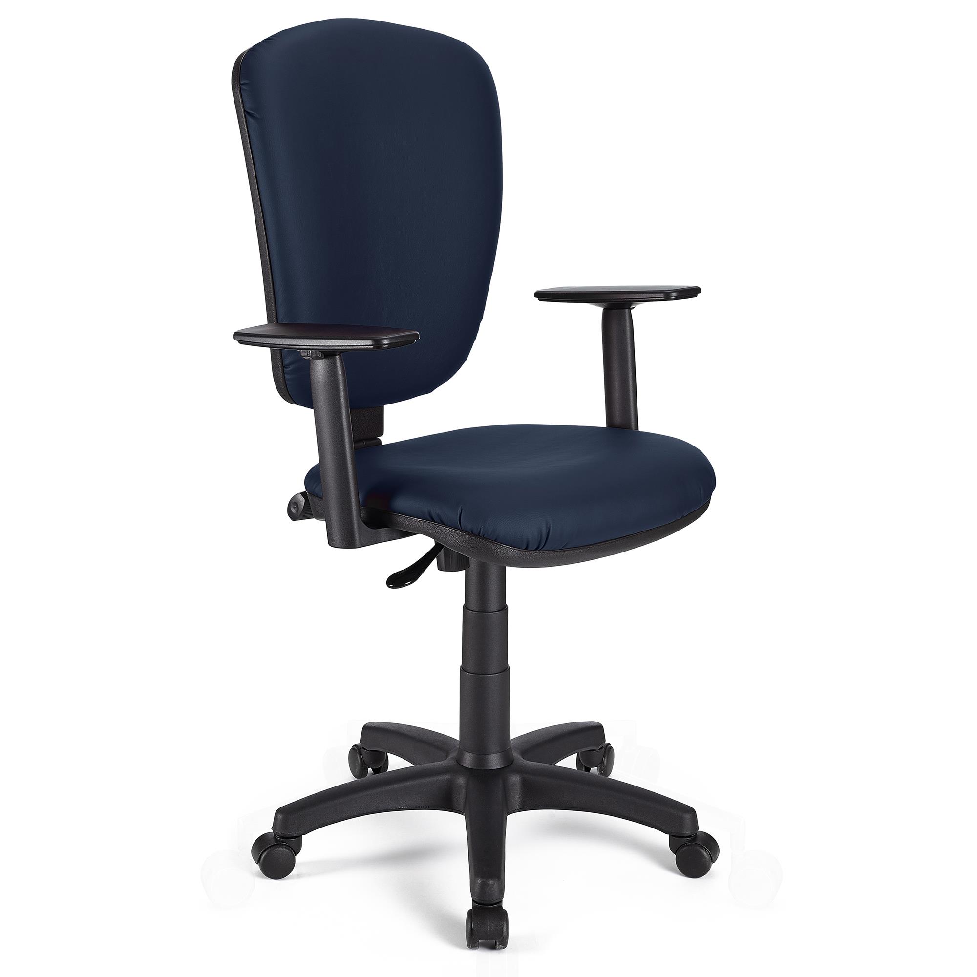 Bürostuhl KALIPSO PLUS LEDER, verstellbare Rücken- und Armlehnen, robust, Farbe Blau