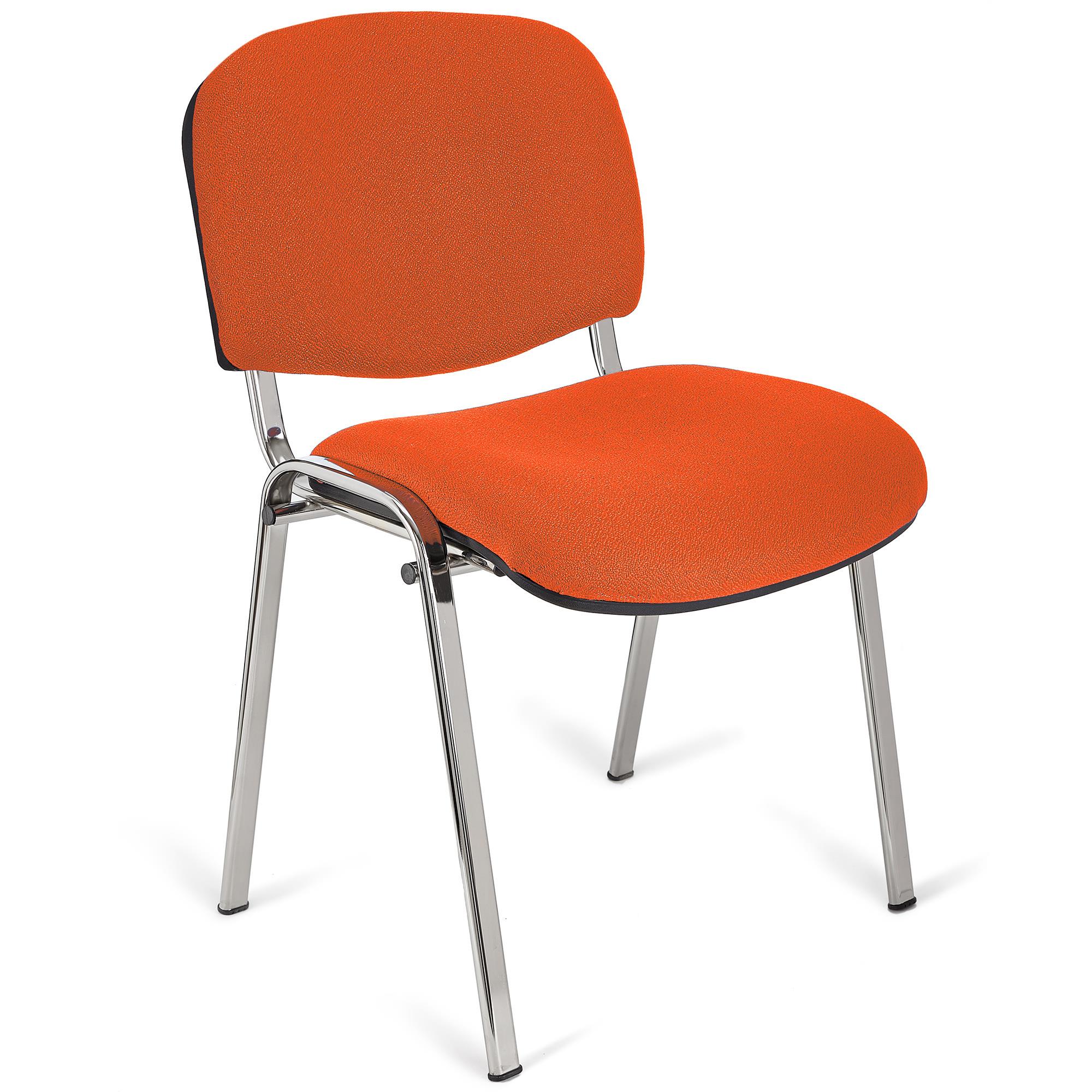 Konferenzstuhl MOBY BASE mit verchromten Stuhlbeinen, bequem und praktisch, stapelbar, Farbe Orange
