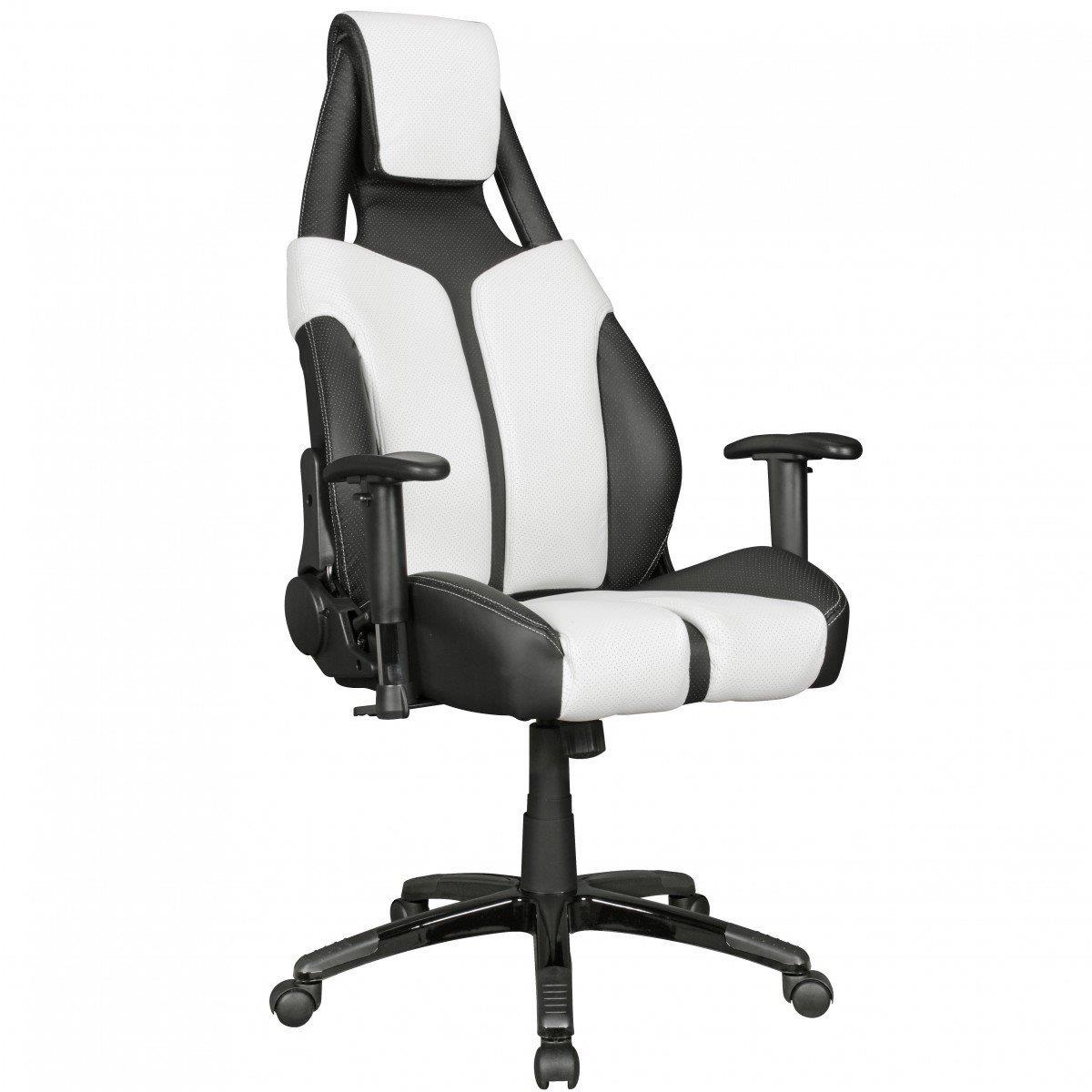 Gaming Sessel STAR, Eleganz und Qualität, Lederbezug, Farben Schwarz und Weiß