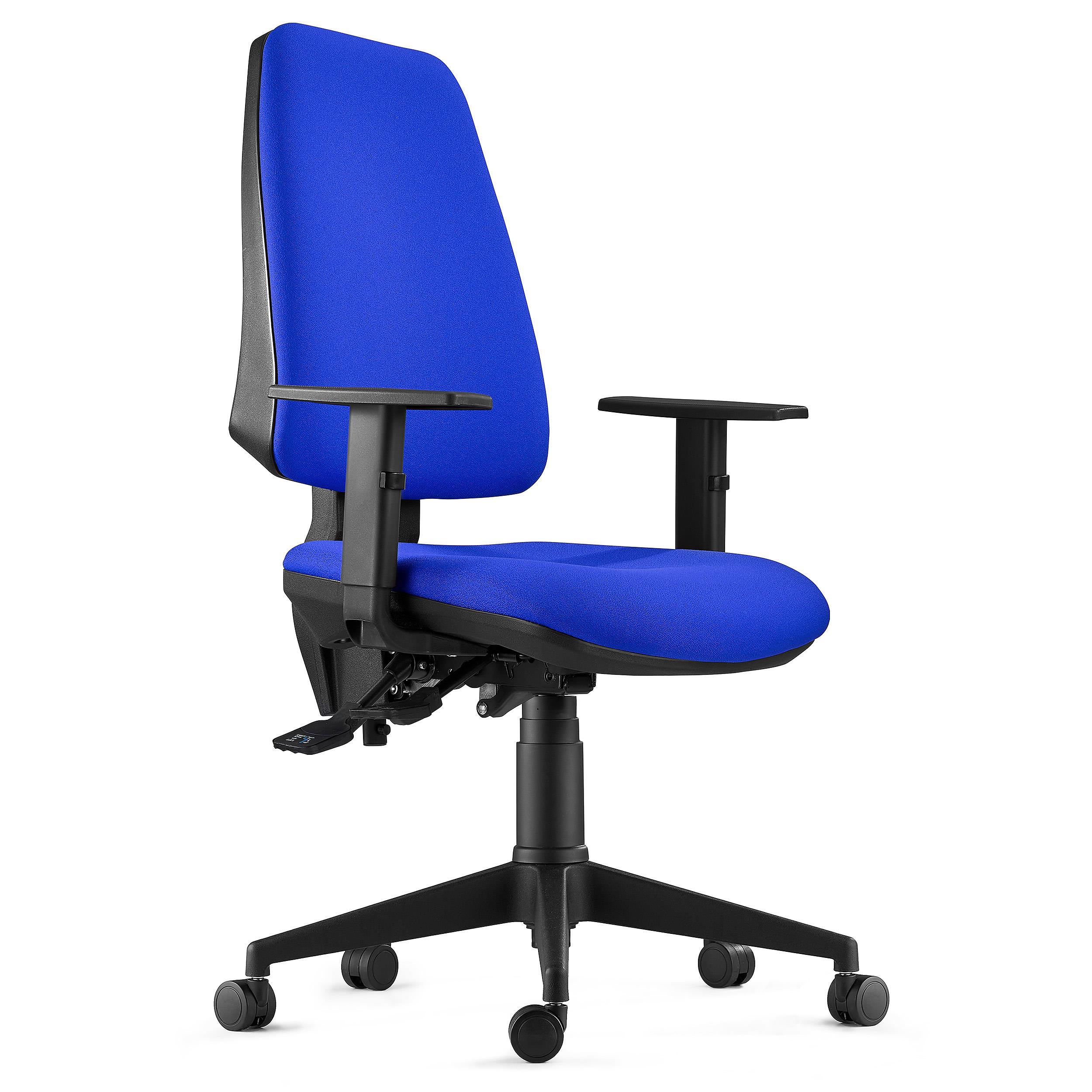 Ergonomischer Bürostuhl INDIANA, Stoffbezug, verstellbare Armlehnen, Farbe Blau