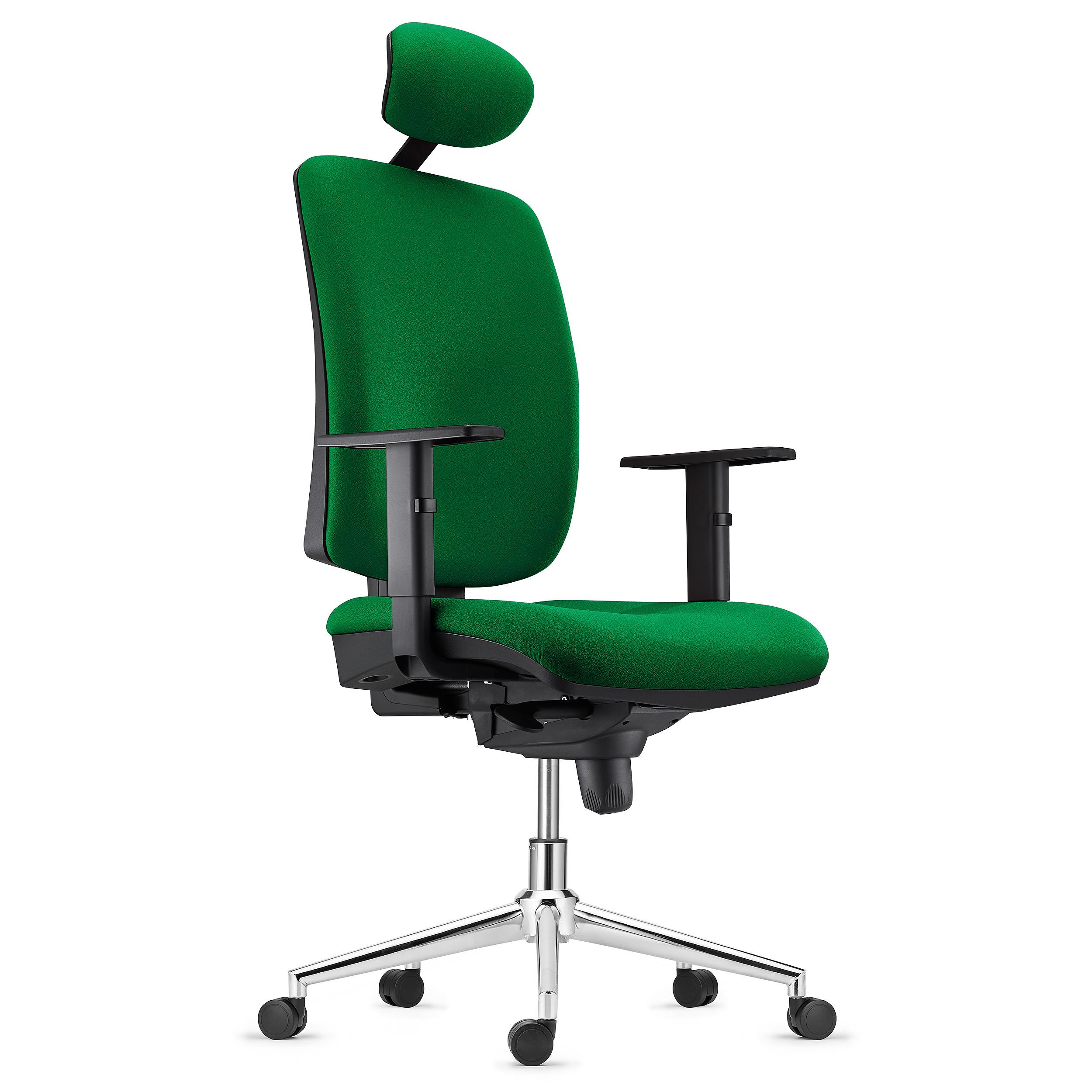 Ergonomischer Bürostuhl PIERO STOFF V mit Kopfstütze, verstellbare Armlehnen, Farbe Grün