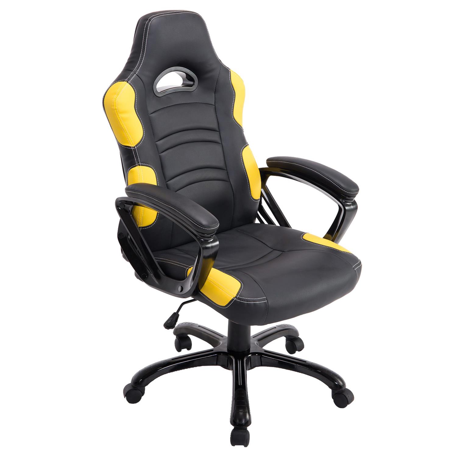 Gaming-Stuhl AUKE, neigbar, sportliches Design, Lederbezug, Farbe Schwarz / Gelb