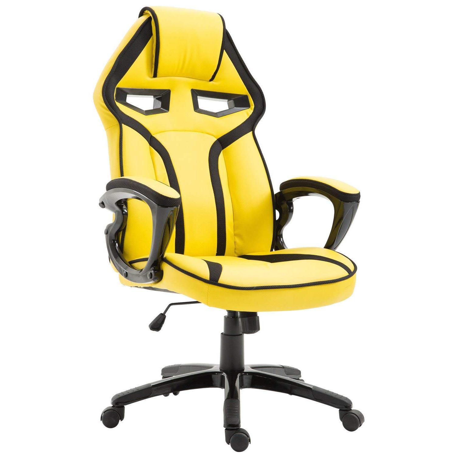 Gaming-Stuhl GOTHAM, Wippfunktion, sportliches Design, Lederbezug, Farbe Gelb