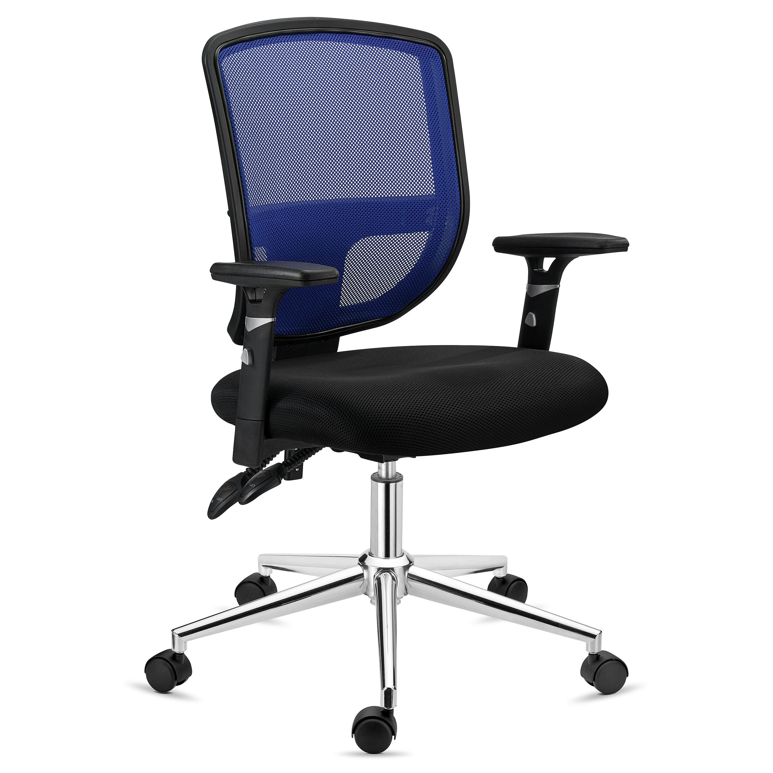 Bürostuhl DINAMIC, für die 8h-Nutzung, verstellbare Rückenlehne, bequem und robust, Farbe Blau