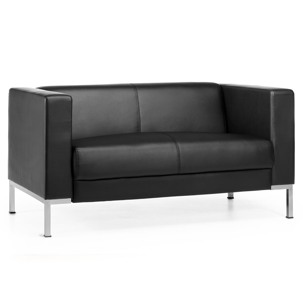 Bürosofa CARPIO, 2-Sitzer, Modernes Design, großer Komfort, Ökoleder, Farbe Schwarz