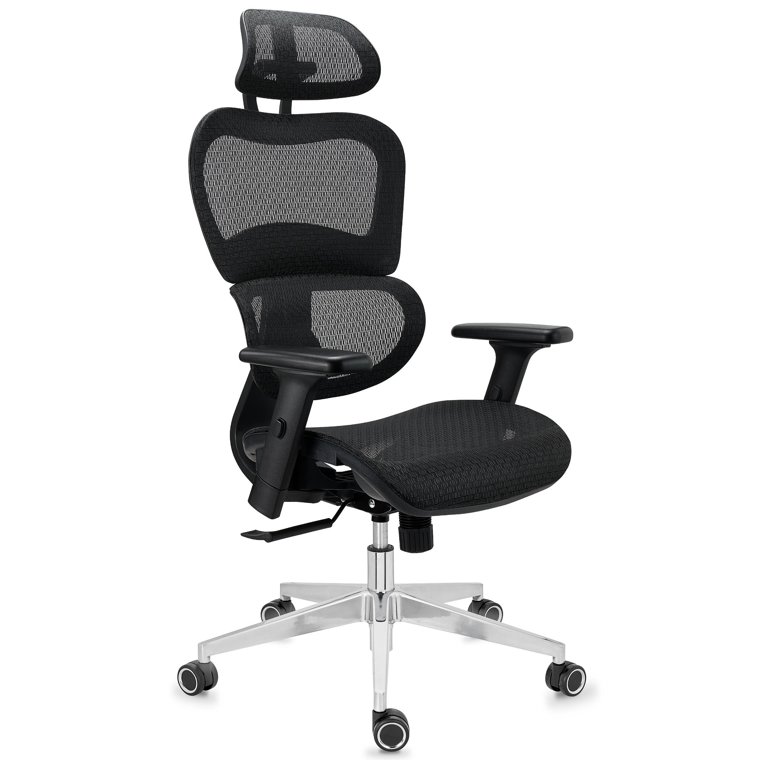 Ergonomischer Bürostuhl VICTORY, 100% regulierbar, Schwarz Komfort, 8h-Nutzung, Farbe maximaler