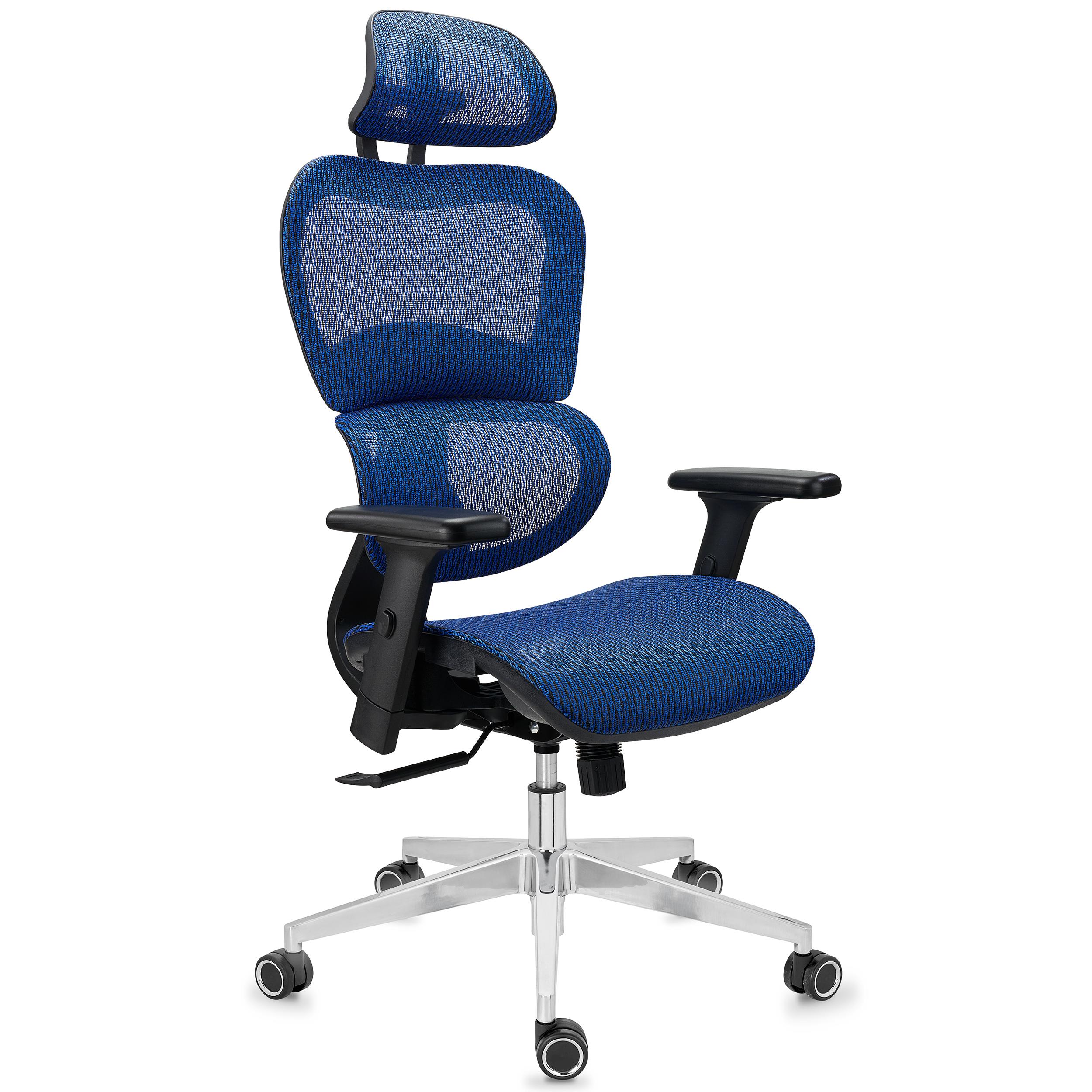 Ergonomischer Bürostuhl VICTORY, 100% regulierbar, maximaler Komfort, 8h-Nutzung, Netzstoff, Farbe Blau