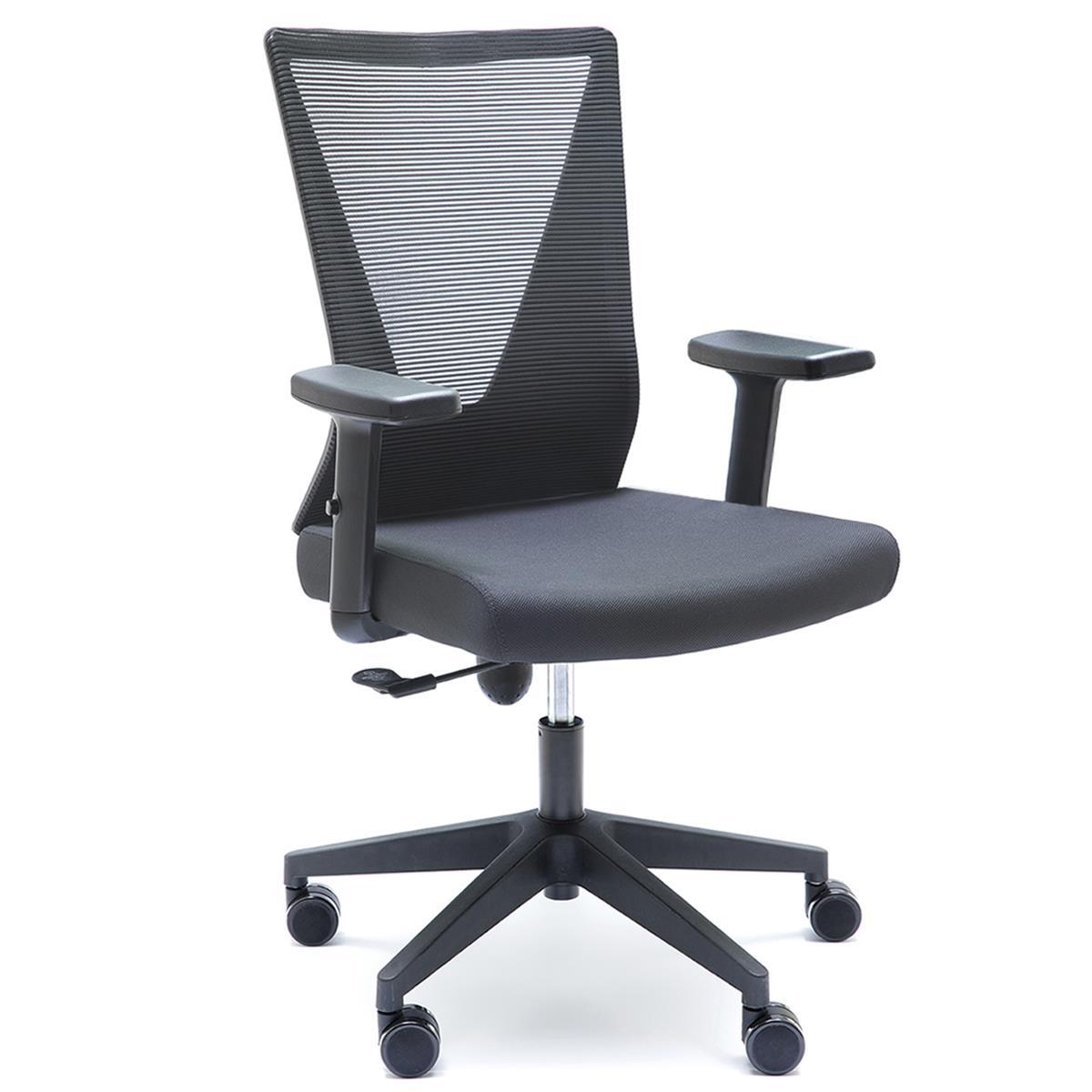 Bürostuhl COLMAR, modern und komfortabel, Stoff und atmungsaktives Netz, Farbe Schwarz