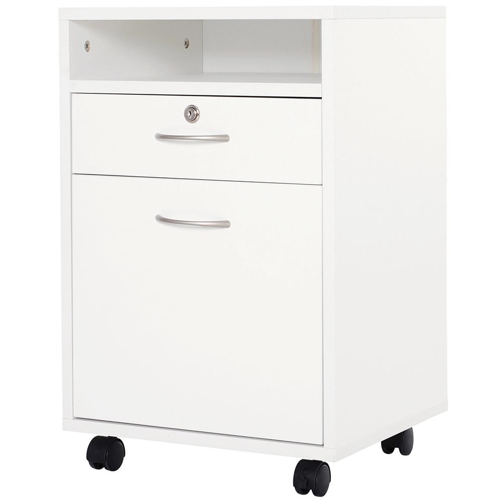 Schreibtischcontainer VERSY, Büroschrank mit Schubladen, abschließbar, Holz, 40x35x60 cm, Weiß