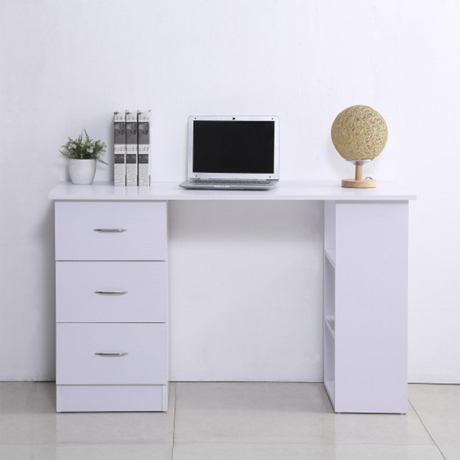 Computertisch LIAM, mit Regal und Schubladen, 120x49x72 cm, Holz, Farbe Weiß