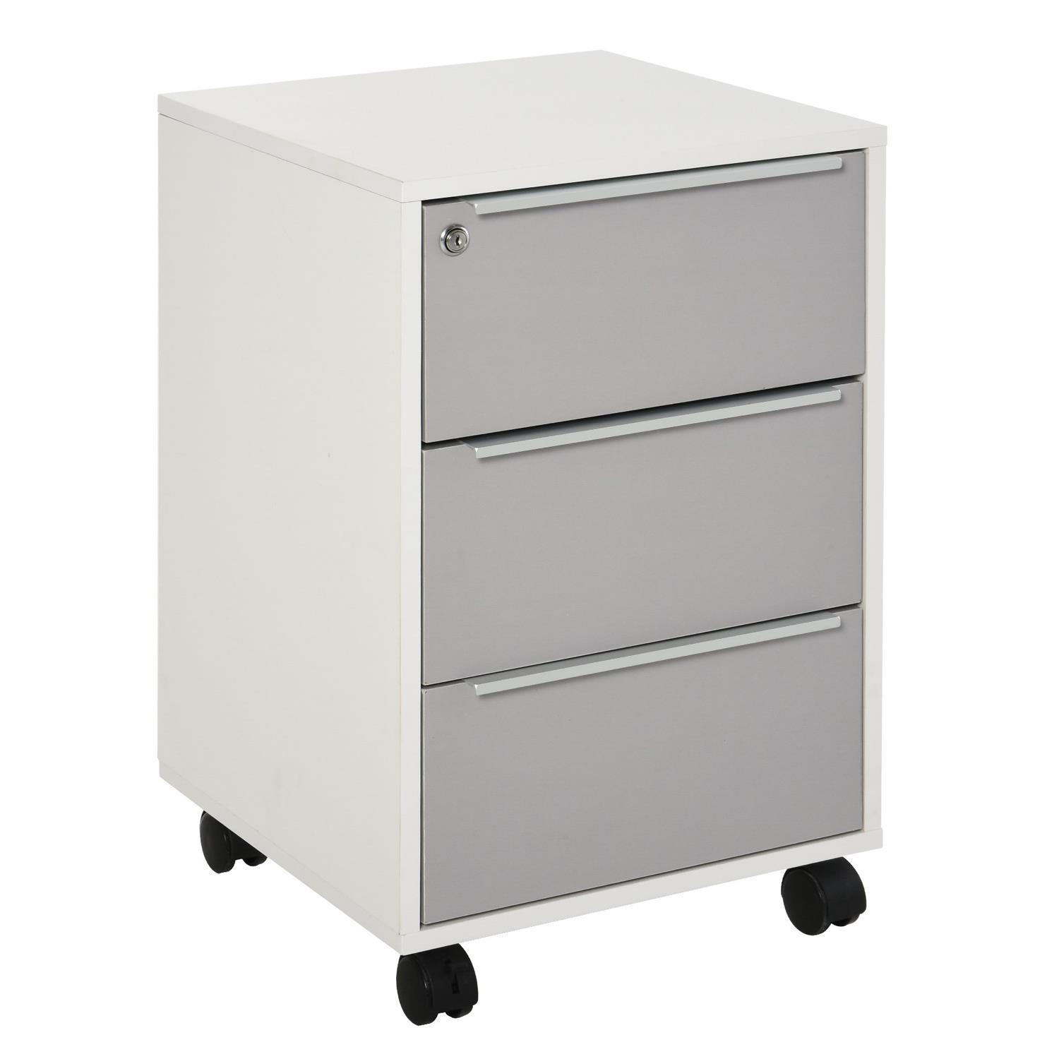 Büroschrank HAVANNA, Schreibtischcontainer, mit 3 Schubladen, 40x40x63,5 cm, Farbe Weiß und Grau