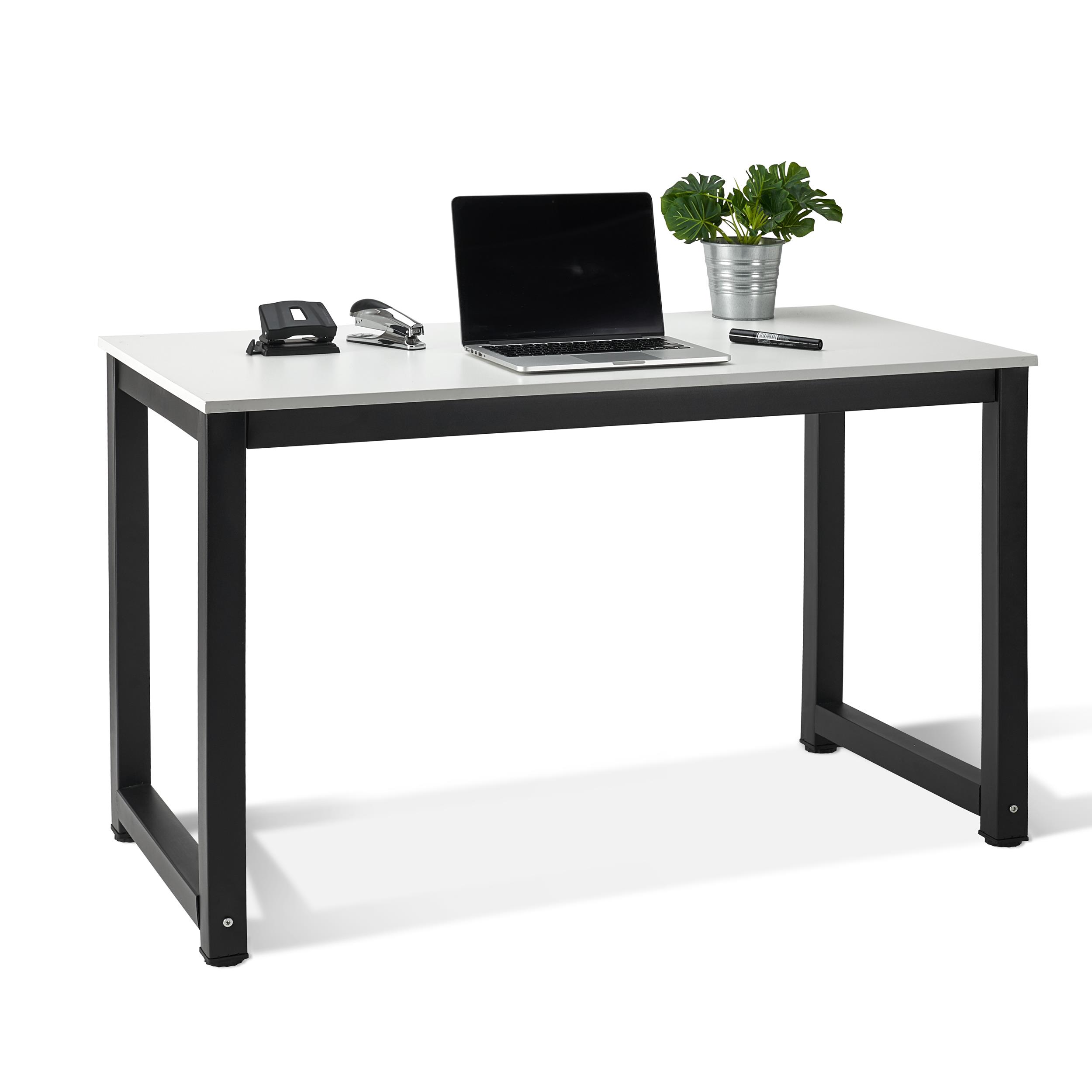 Schreibtisch DINA, 120x60x75cm, Exklusives Design aus Metall und Holz, Farbe Weiß