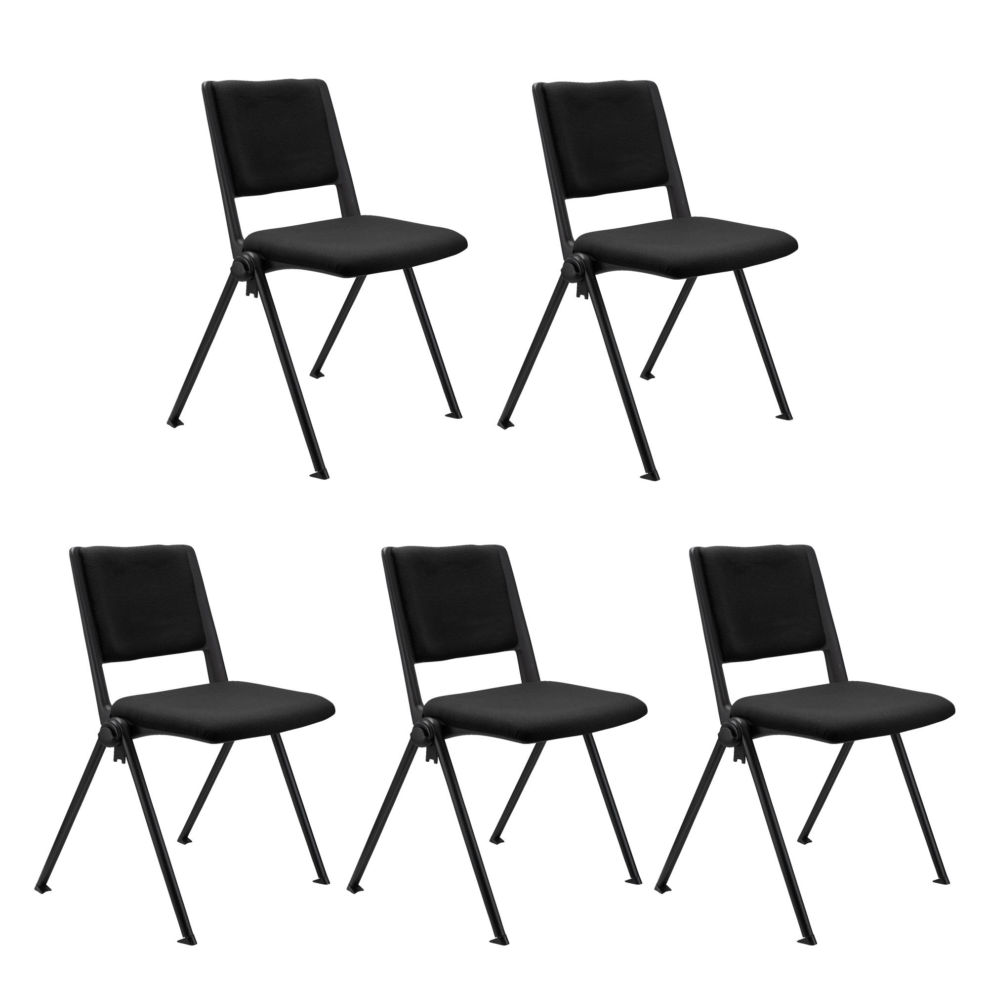 Im 5er-Set: Konferenzstuhl CARINA, stapel- und reihenverbindbar, schwarzes Stahlgestell, Stoffbezug Farbe Schwarz
