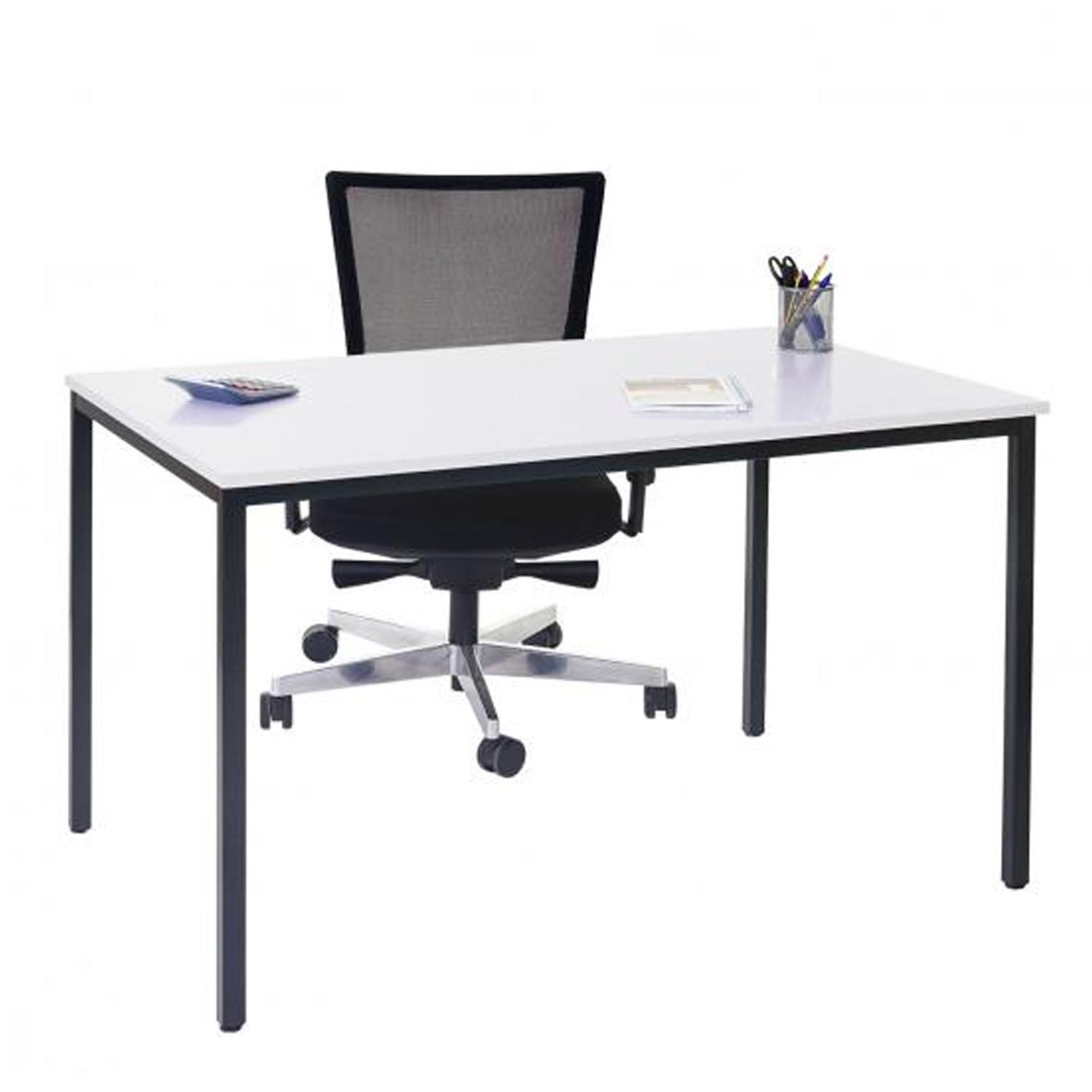 Schreibtisch LODY, Metallstruktur, Arbeitsfläche aus Holz, 160x80x75cm, Farbe Weiß