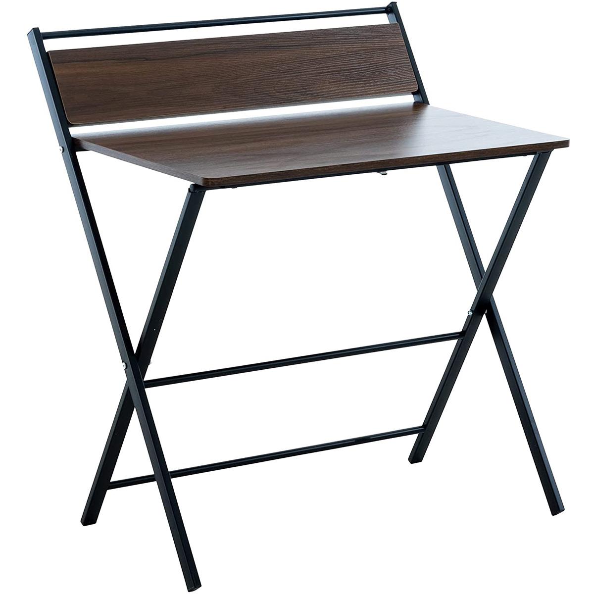 Schreibtisch FORBY, Abmessungen 84x62x93 cm, zusammenklappbar, Metall und Holz, Farbe Walnuss